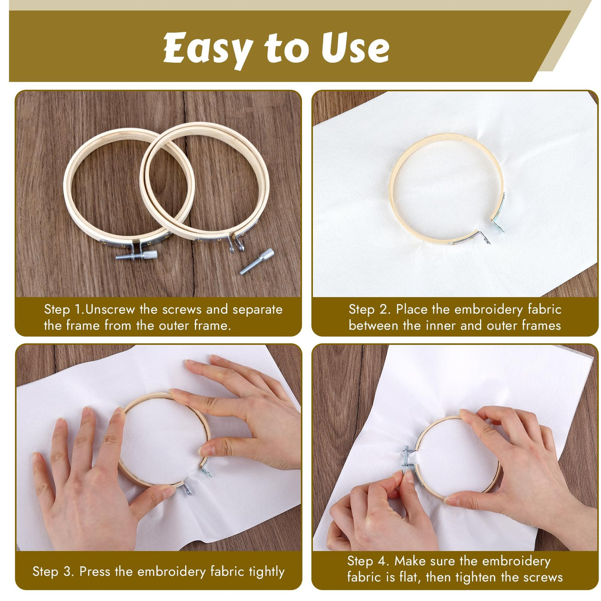 PEASUG 9 Pieces Embroidery Hoop, 3 Inch Small Wood Embroidery Hoops Frames, Bamboo Circle Cross Stitch Hoop Ring for Embroidery Art Craft Sewing PEASUG