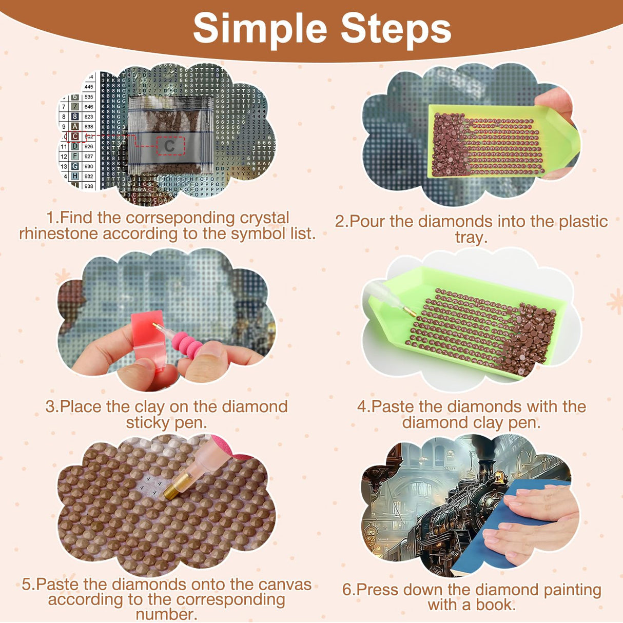 AIRDEA Train Diamond Art Painting Kits for Adults,Diamond Painting 12x16in,DIY Gem Art Kits AIRDEA