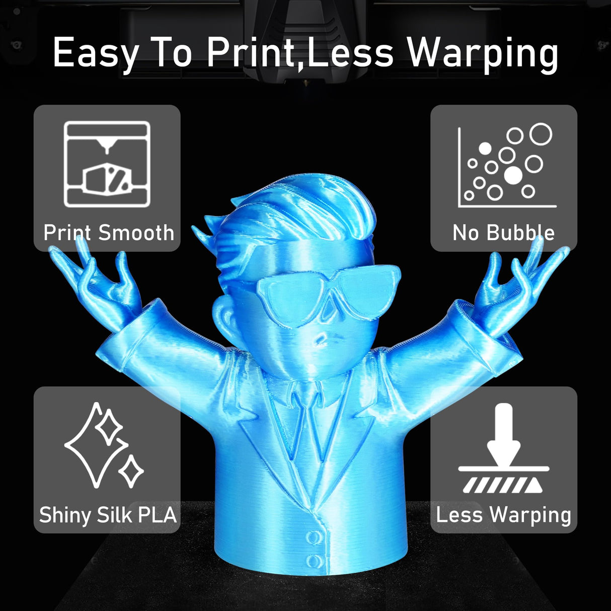 DO3D Silk Peacock Blue PLA Satin Shiny 3D Printer Filament, 1.75mm Diameter 1kg Spool 2.2lbs for FDM 3D Printers DO3D