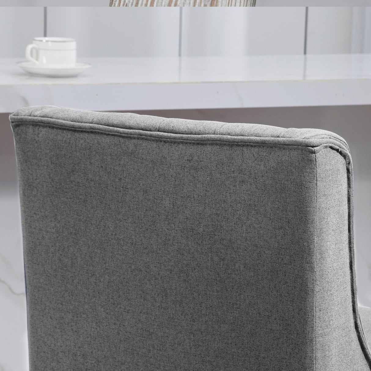 HOMCOM Counter Height Bar Stools Set of 2, 180 Degree Swivel Barstools, 27" Seat Height Bar Chairs with Solid Wood Footrests and Button Tufted Design, Gray HOMCOM