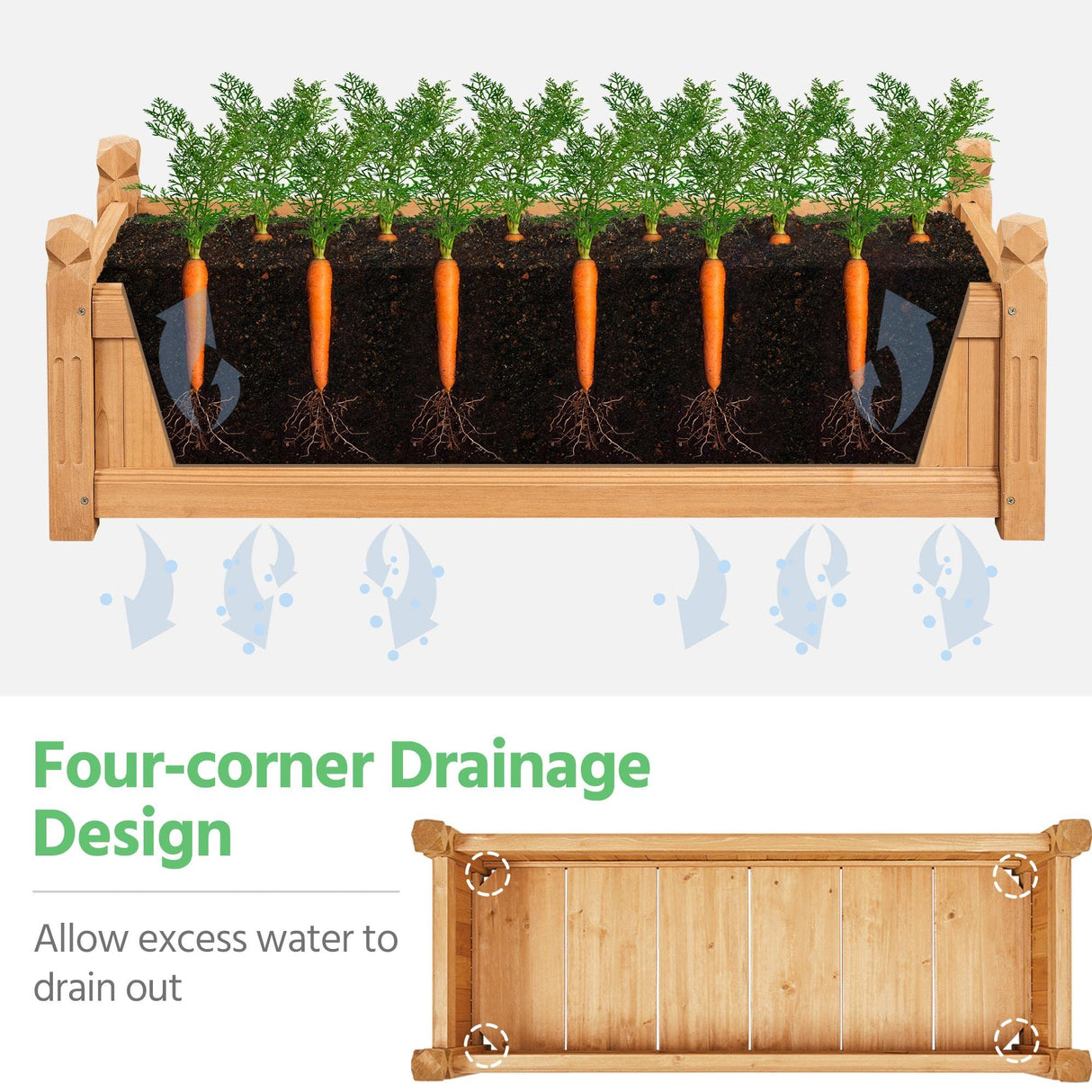 Yaheetech 43.5″ L × 16″ W × 14″ H Wooden Raised Garden Bed, Horticulture Rectangular Garden Planter Outdoor, Raised Planter Box for Patio/Yard/Greenhouse Vegetable/Flower/Herbs, Light Brown,2pcs Yaheetech