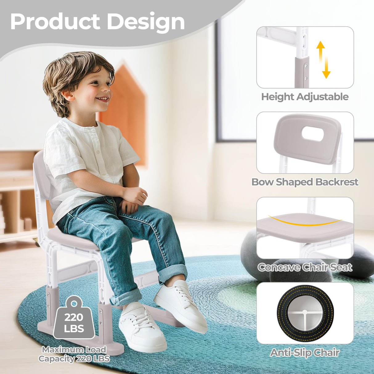 DOREROOM Kids Desk and Chair Set, Multi-Activity Children Study Table and Chair Set with Bookshelf for Home/Classrom, Height Adjustable, Graffiti Desktop, Removable Storage Rack for Toddler Ages 3-12 DOREROOM