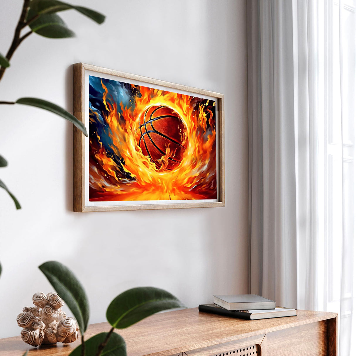 SKRYUIE Paint by Numbers Kit for Adults Beginner Basketball, Acrylic Fire Oil Painting by Numbers Kits with PaintBrushes Paintwork Art Crafts Canvas for Home Decor 16x20 inch SKRYUIE