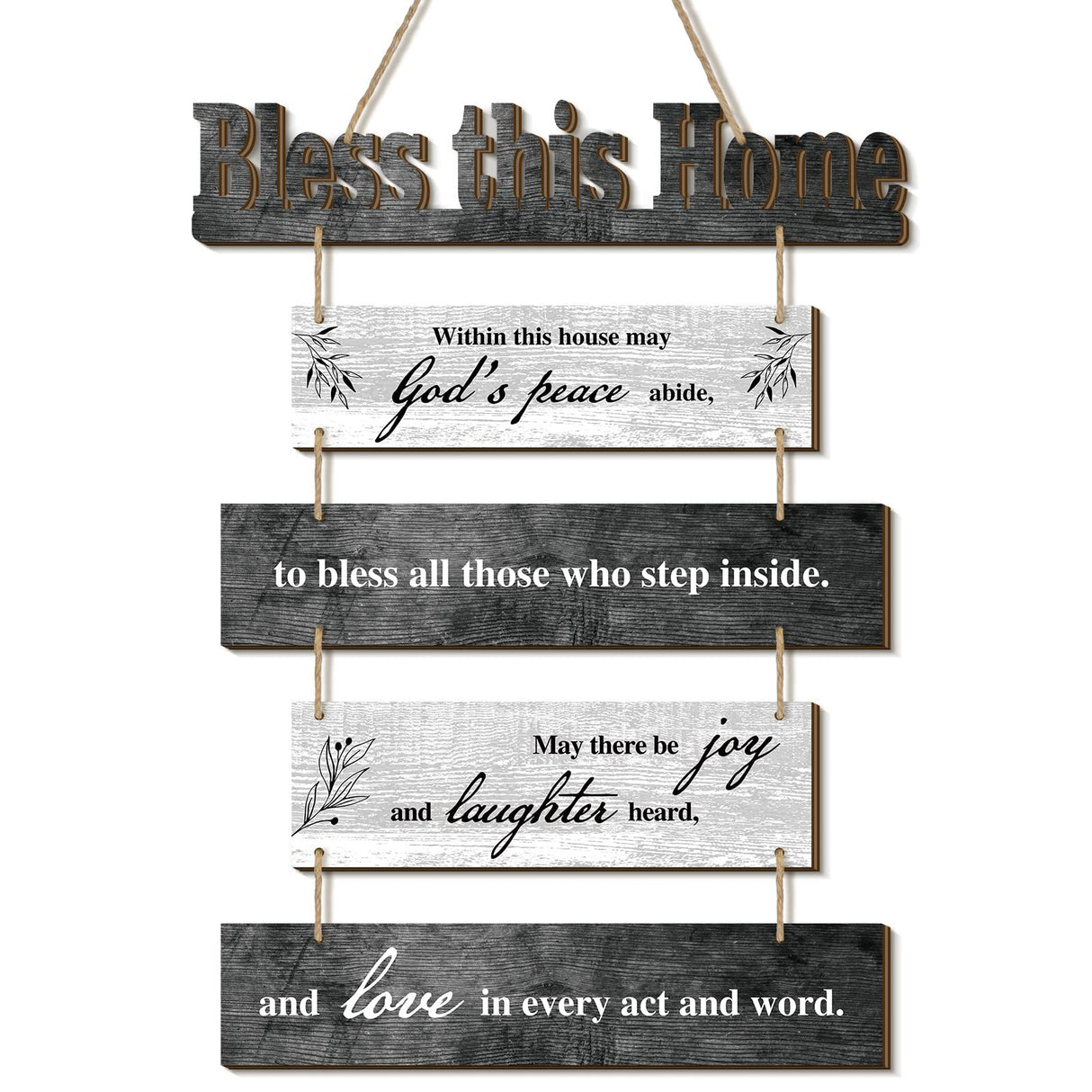 Xuhal Bless This Home Wall Decor Religious House Warming Gift Farmhouse Wooden God Sign Wood Rustic Blessing Plaque for Bedroom Living Room Kitchen Wall Art(Gray White) Xuhal