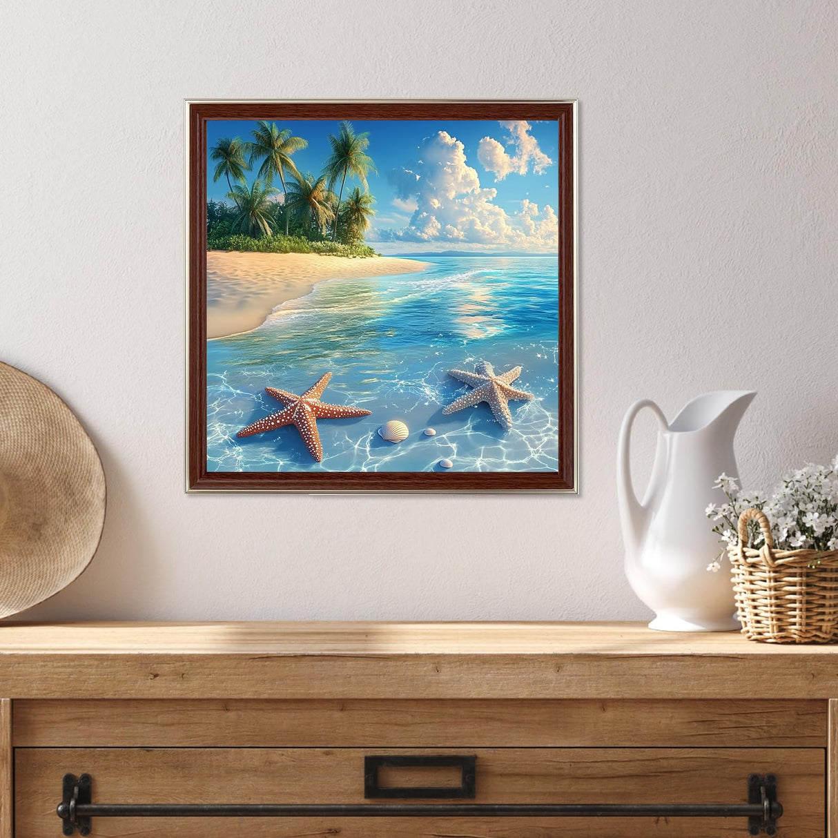 Miwixy Beach Diamond Art Kits for Adults,Summer Diamond Painting Kit,5D Full Drill Round Diamond Dots Paintings Canvas for Beginners Home Wall Decor12x12inch (Beach-A) Miwixy