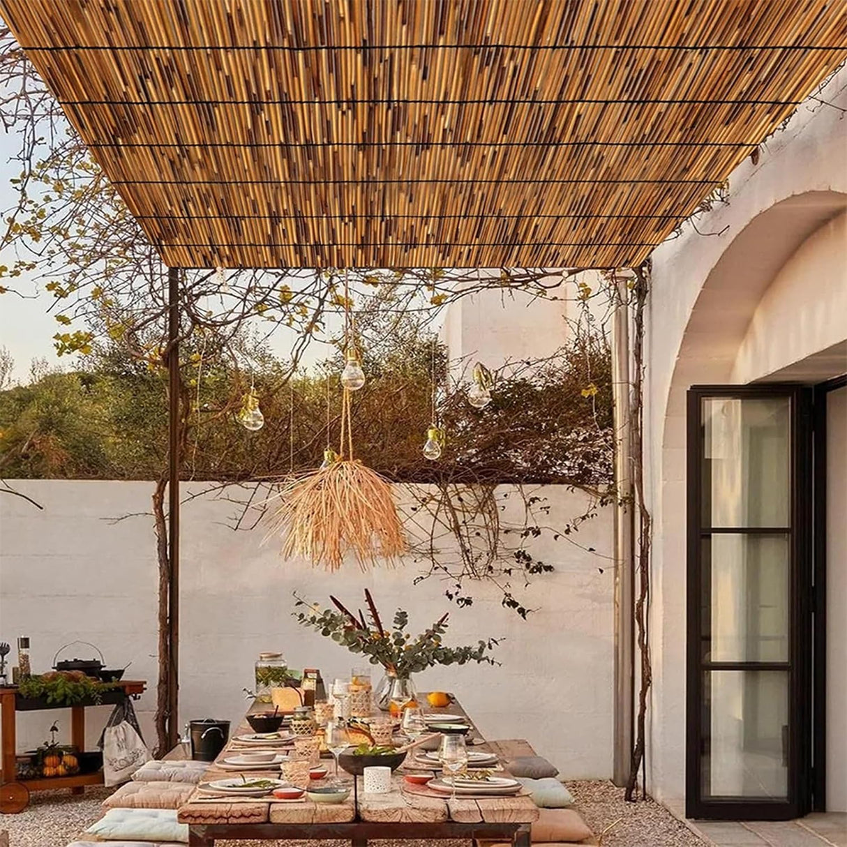 XINSARV Natural Reed Fencing Rolls, Reed Screen for Garden, Privacy Fence,Bamboo Reed Roll-Up Blind Shades,2 3 4 5 Feet High,Hand-Woven,Sun Shade,Waterproof (Size : 122x305CM(4x10ft)) XINSARV