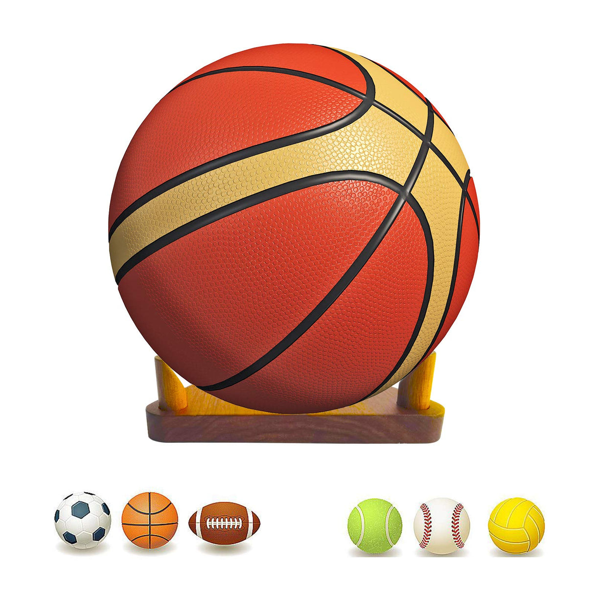 LuxRound Ball Stand Holder Display Stand for Basketball Football Soccer Holder Rack Autographed Ball Memorabilia Display Case Solid Walnut Wood Made LuxRound