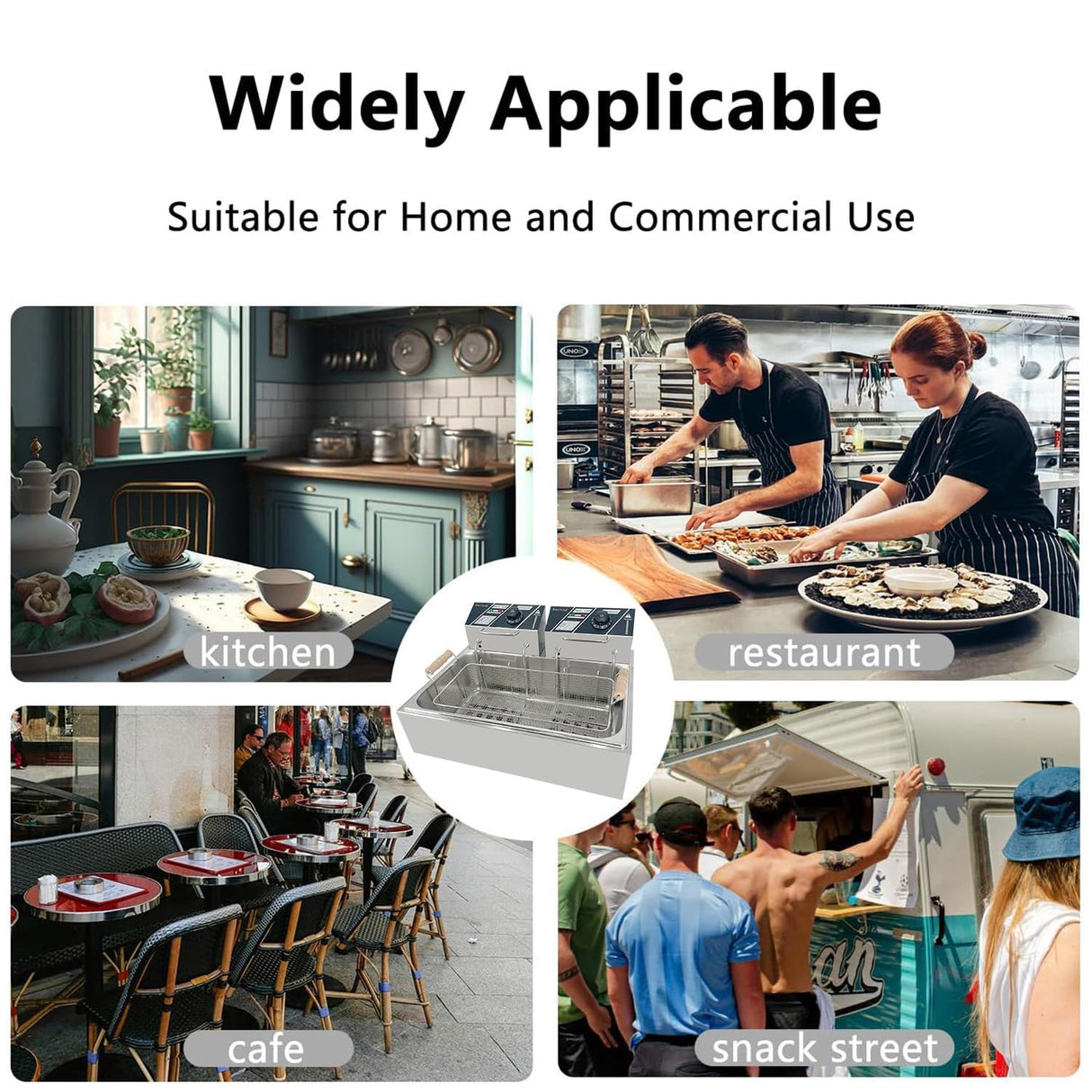 Commercial Deep Fryer with Basket for Restaurant or Home Use, Detachable Large Capacity Stainless Steel Countertop Electric Oil Fryer with Temperature Control Swinod