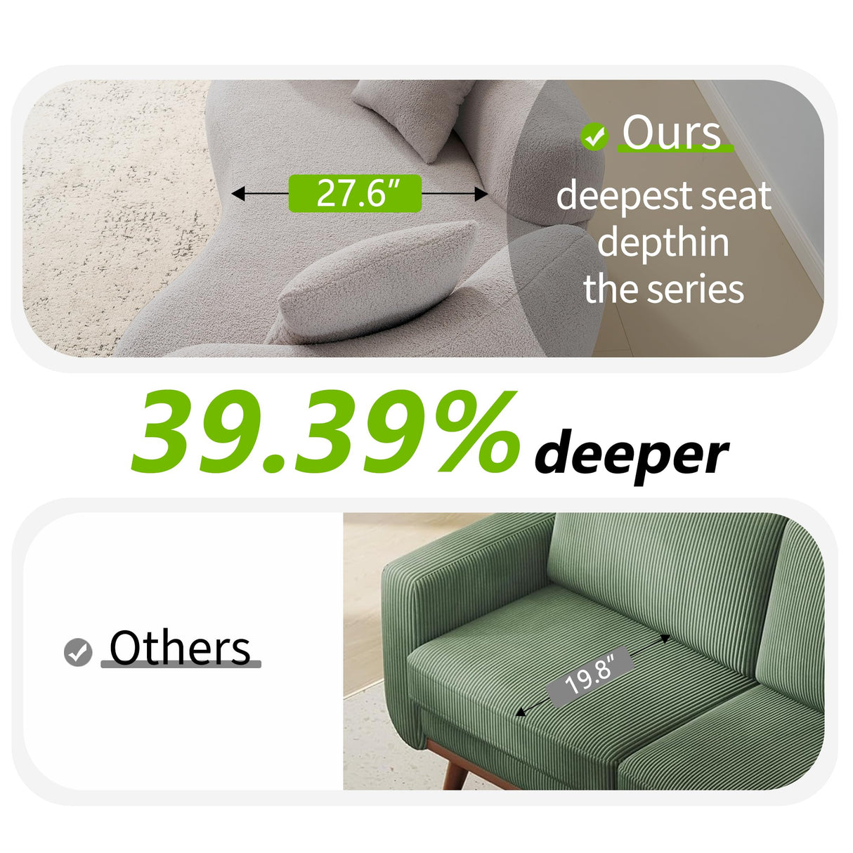 67”Curved Loveseat Sofa for Living Room, Deep Seat Love Seat Couch with 2 Throw Pillows, Modern Loveseat Adopt Teddy Fabric, Suitable Small Spaces The Cloud Loveseat, No Assembly Needed, Grey OmniLuxe