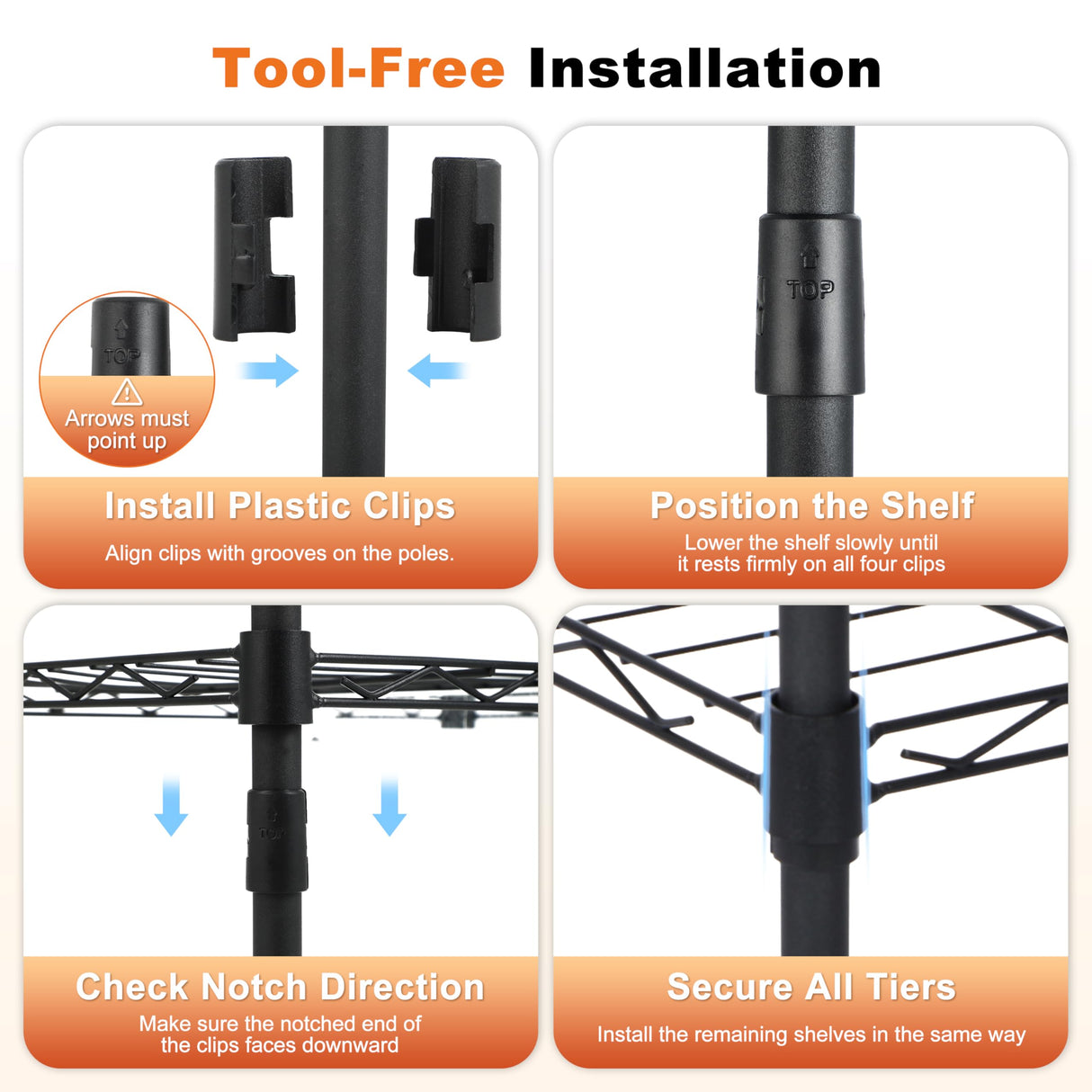 Whitmor 5 Tier Storage Shelves, Heavy Duty Metal Shelving, 400 lbs Capacity per Shelf, 2000 lbs Total, Easy Assembly for Kitchen, Garage, Plant, 18" L x 12" W x 50" H, Black Whitmor