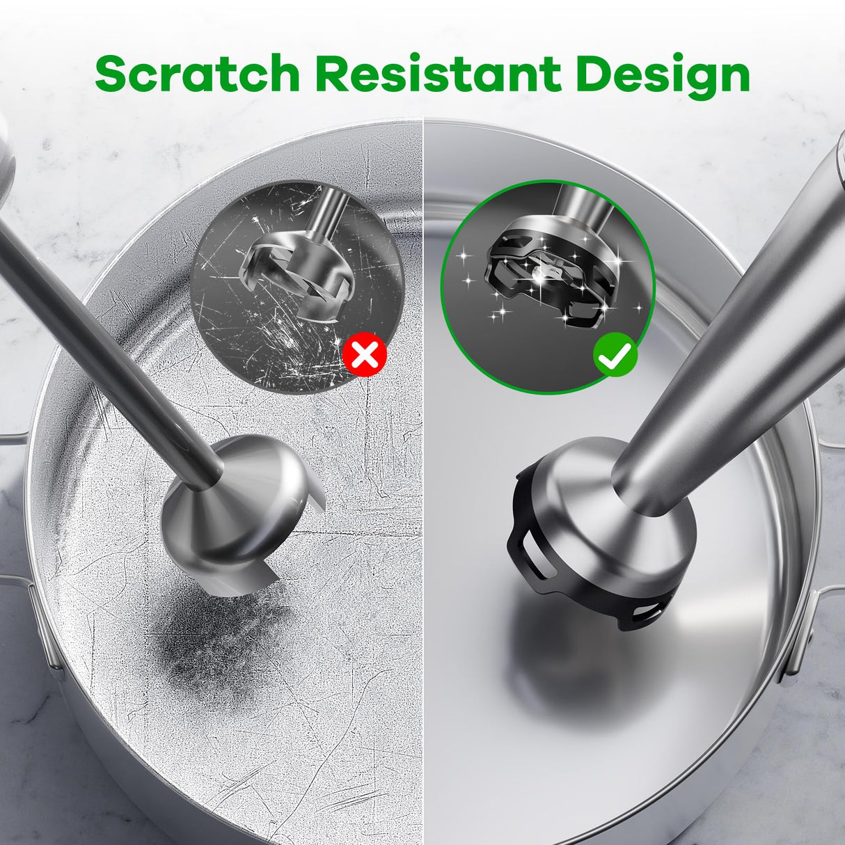 Immersion Blender Handheld Corded Hand Blender 1100W, Trigger Variable Speed 5 in 1 Stick Blender, Emulsion Blender with Chopper, Whisk and Frother for Soup, Baby Food and Smoothies turelar