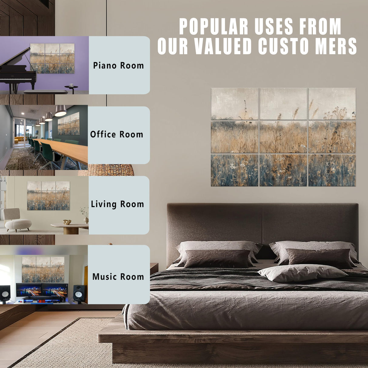 ENSEPST 9 Pack Wall Art Acoustic Panels,48" X 36"Sound Absorbing Panels, Decorative Sound Dampening Panels, Acoustic Treatment for Studio Home and Office (time) ENSEPST