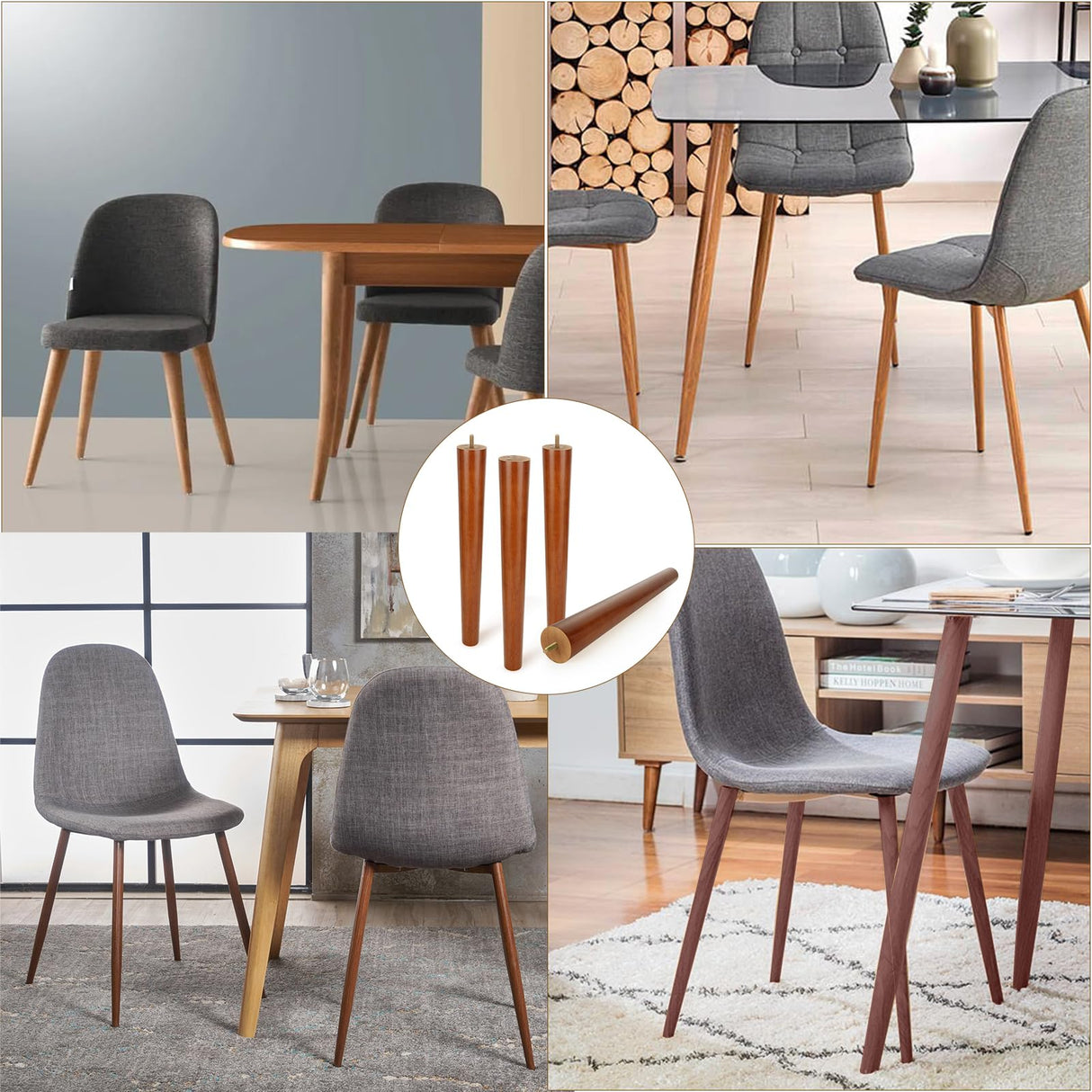 FVIEXE 16 Inch Wood Table Legs, Furniture Legs Set of 4, Round Replacement Legs for Coffee Table End Table Side Table Night Stand Tapered Desk Chair Legs, Straight FVIEXE