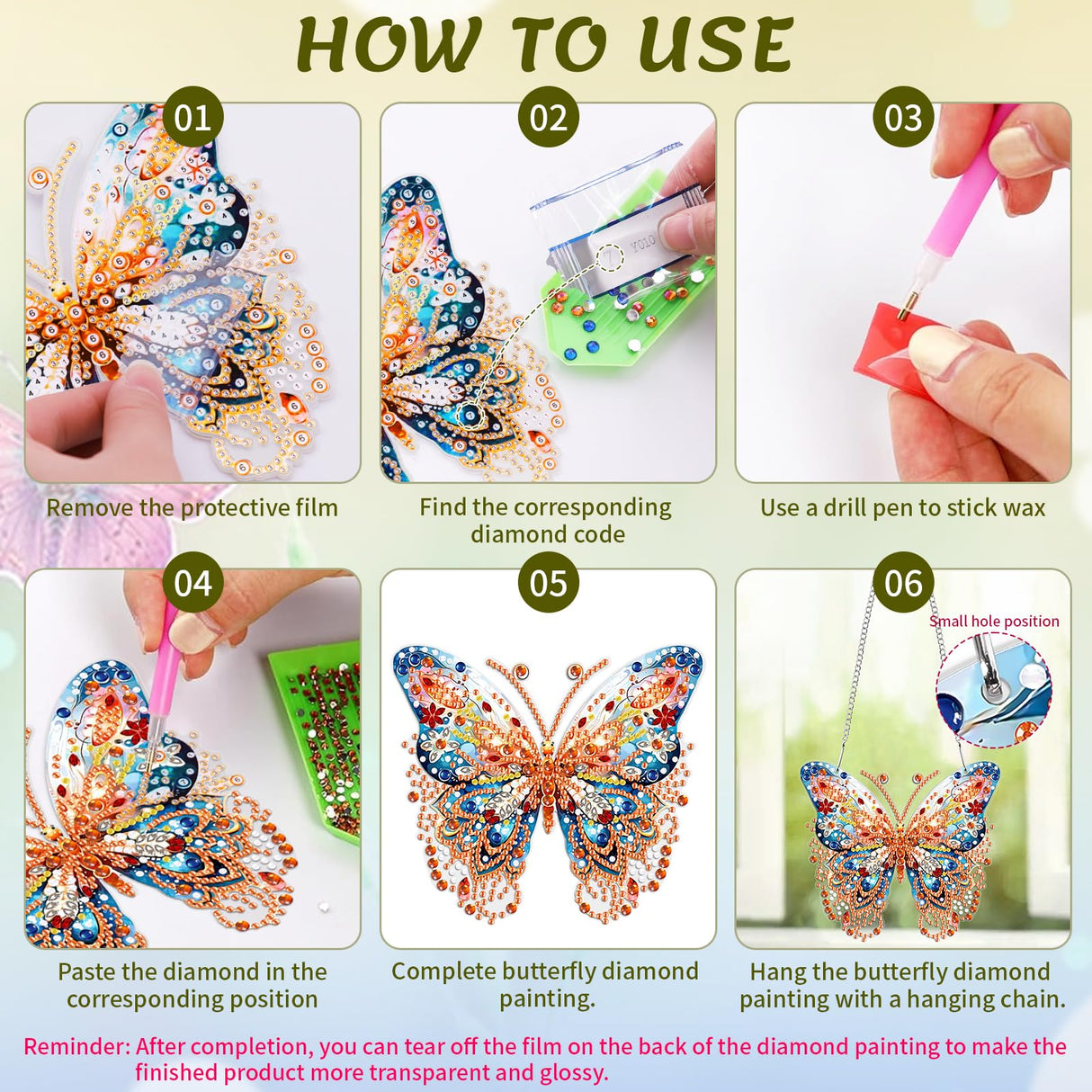 Kaluofan Diamond Painting Kits for Adults, Butterfly Diamond Painting, Diamond Art Kits, Diamond Dotz Kits, Hanging Wall Art Sign Ornaments Home Garden Wall Door Hanging Decoration Kaluofan