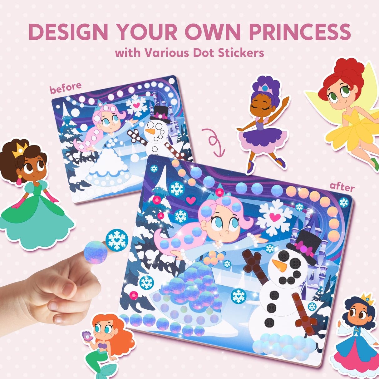 Klever Kits Dot Art Kit for Kids, No Mess Sticker for Toddlers 3-7, Craft Kits, DIY Creative Activity, Travel Toy, Birthday Presents for Boys Girls (Unicorns & Princess) Klever Kits