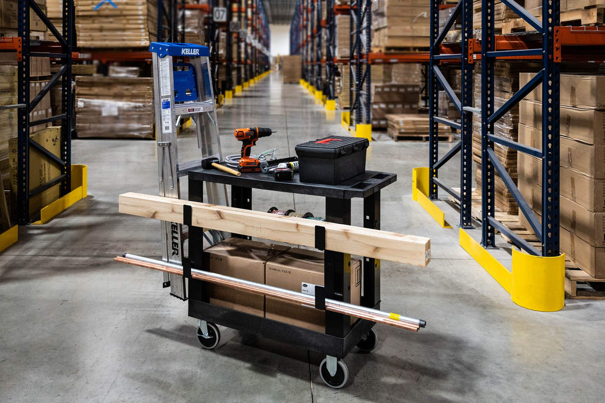 LUXOR EC111-B Tub Storage Cart 3 Shelves - Black,32" x 18" Luxor