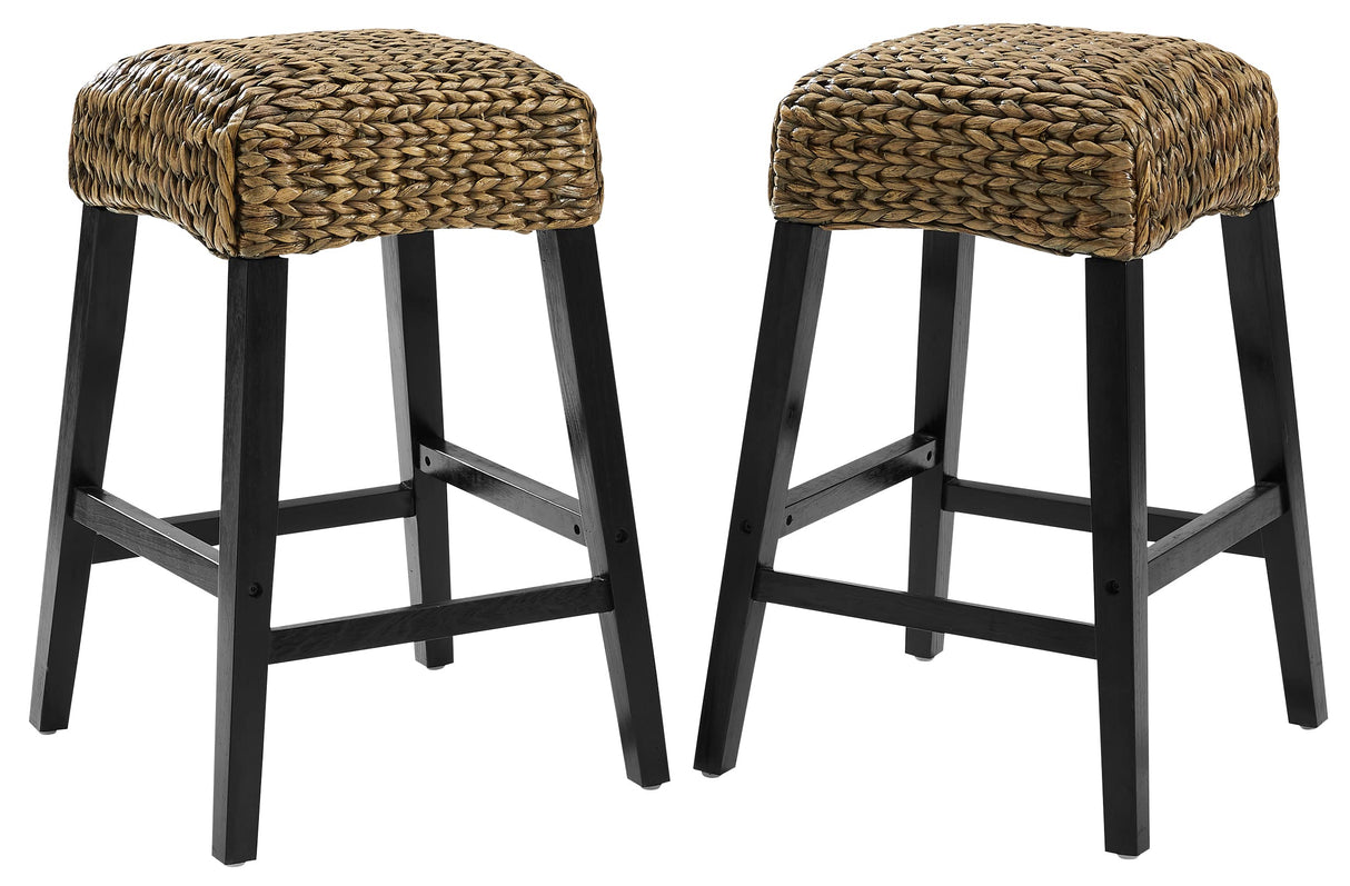 Crosley Furniture Edgewater Backless Counter Height Bar Stools Set of 2 with Handwoven Natural Fiber Rattan, Seagrass Crosley Furniture