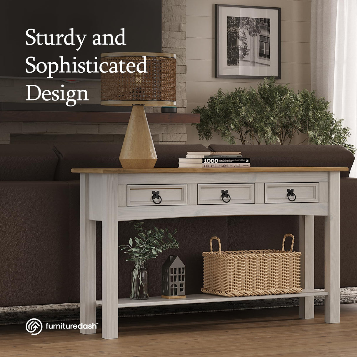 Furniture Dash - Living Room Furniture - Console Tables for Entryway - Entry Table - Hallway Table - Entryway Furniture - 47.99" W, 12.64" D, 28.82" H - 30.86lb (Snow White) Furniture Dash