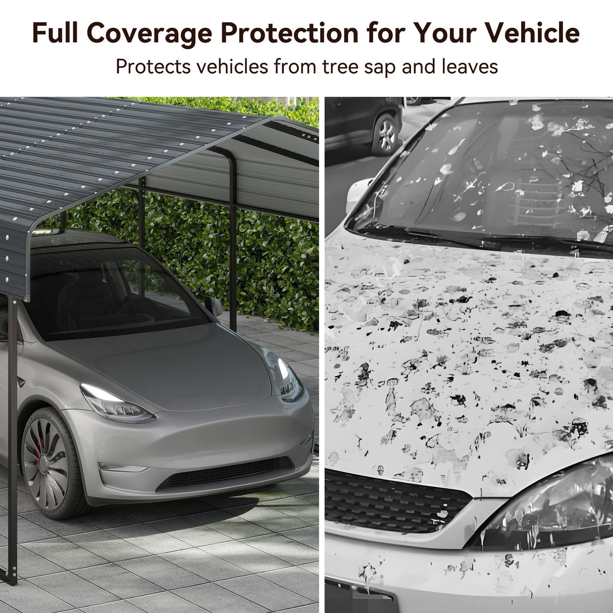 12x20 FT Heavy Duty Metal Carport Canopy with Galvanized Steel Roof, Multi-Use Shelter Outdoor Garage for Car, Boat, Party,Gray PURARELAX