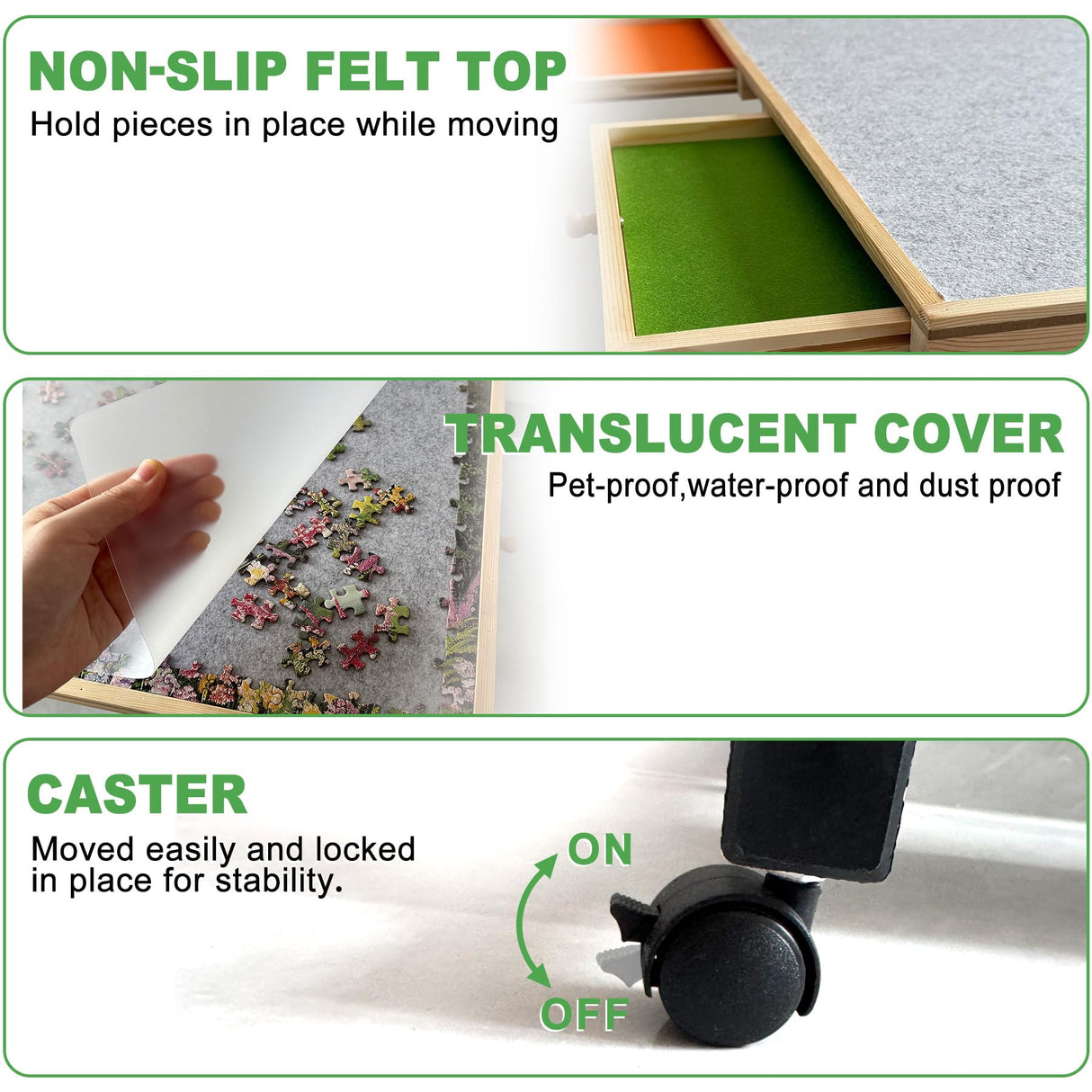 ZZJIHAI 1500 Piece Jigsaw Puzzle Table with Drawers, Adjustable Wooden Rotating Puzzle Board with Legs and Cover, Portable Large Movable Puzzles Tables with Wheels & Storage for Adults ZZJIHAI