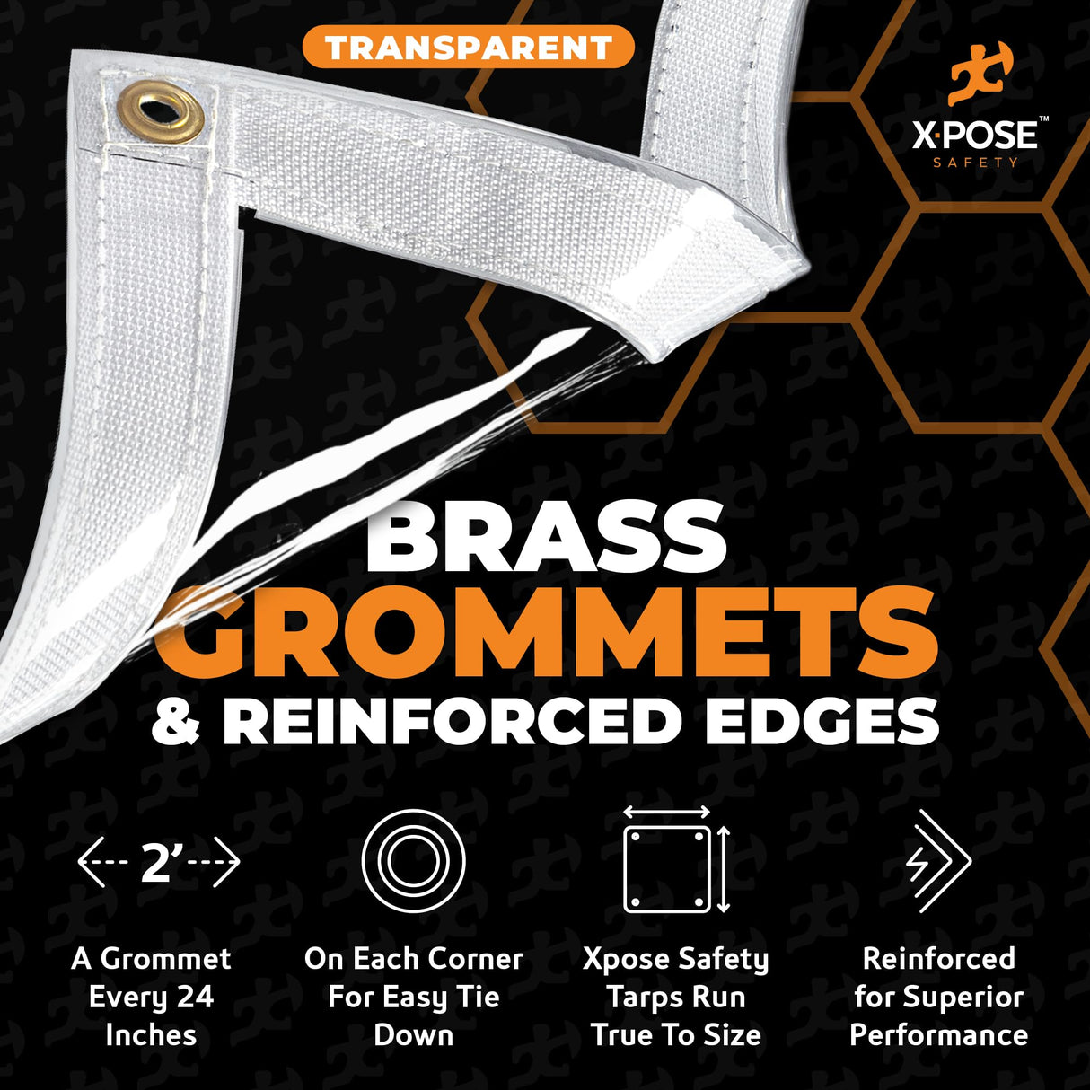 8' x 14' Clear Vinyl Tarp - Super Heavy Duty 20 Mil Transparent Waterproof PVC Tarpaulin with Brass Grommets - for Patio Enclosure, Camping, Outdoor Tent Cover, Porch Canopy - by Xpose Safety Xpose Safety