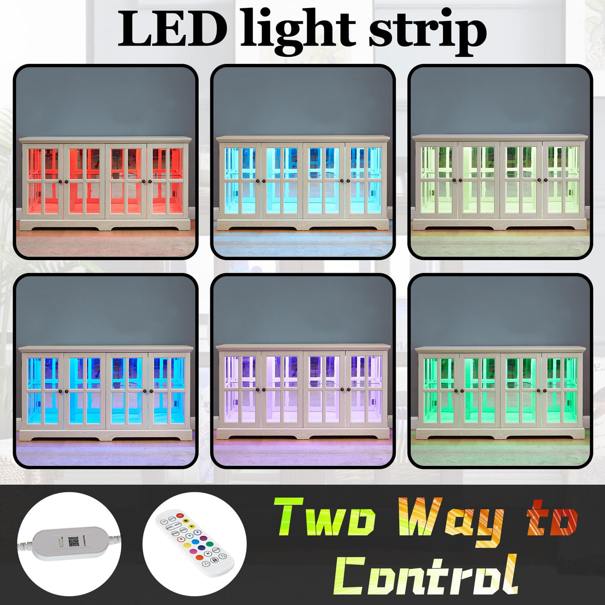 HRVEOCEI Lighted Curio Cabinets with Glass Doors,Wide Curio Display Cabinet with Lights, Farmhouse Glass Display Cabinet with Adjustable Shelves,Grid Design (Wide, White) HRVEOCEI