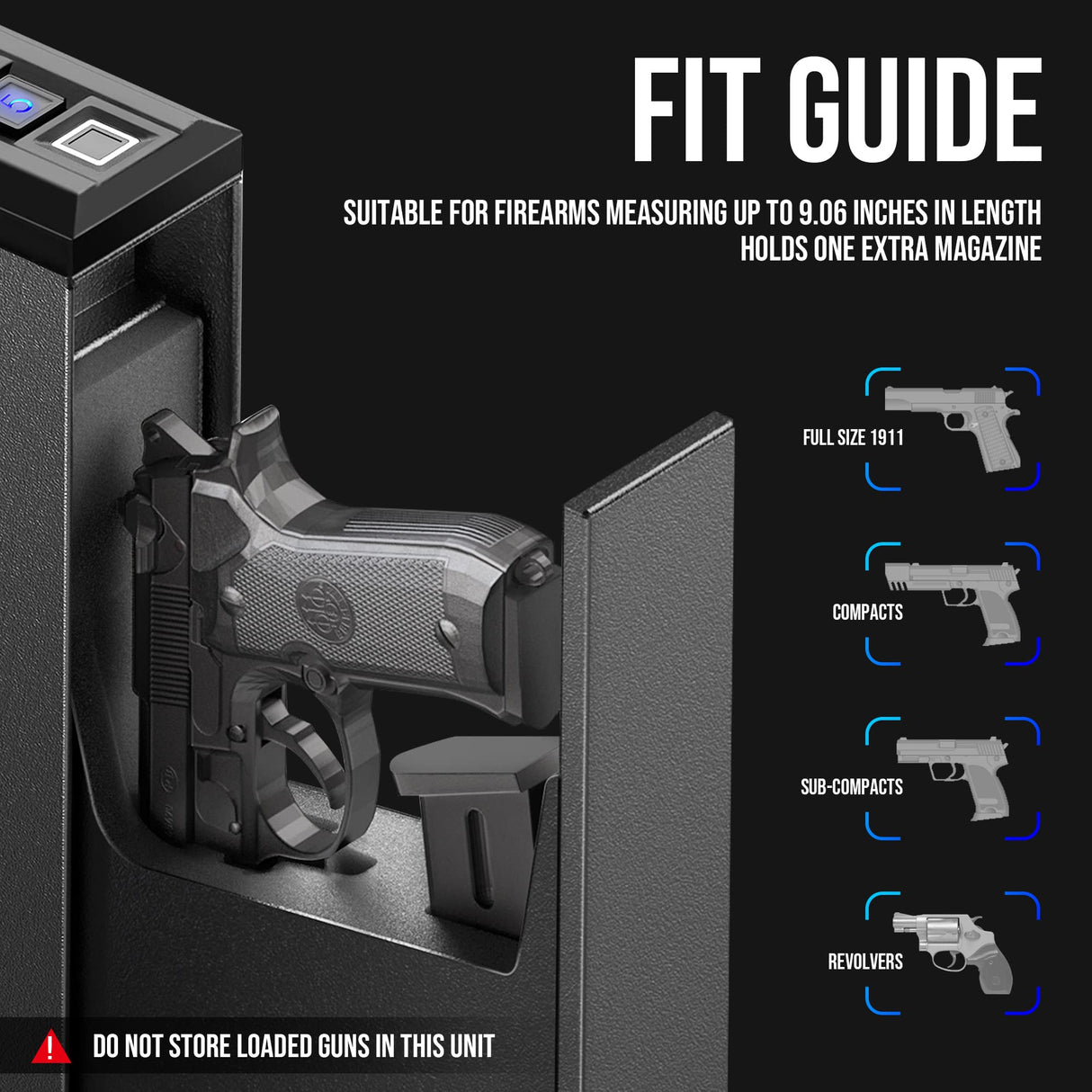 GLORYFIRE Gun Safe Biometric Pistol Safe, Mounted Nightstand Quick Access Handgun Safe and Gun Lock Box for Car, Truck, Desk, Bedside, Wall with Security Fingerprint, Key Access, PIN Code GLORYFIRE
