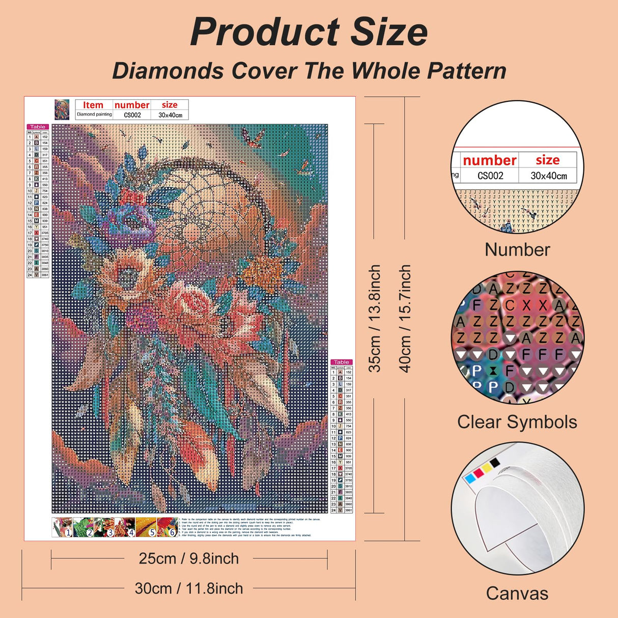Acudotr Diamond Painting Kits for Adults, 5D DIY Diamond Art Kits for Beginners, Full Drill Diamond Painting Kits for Home Wall Decor, Dreamcatcher, 12x16 Inch Acudotr