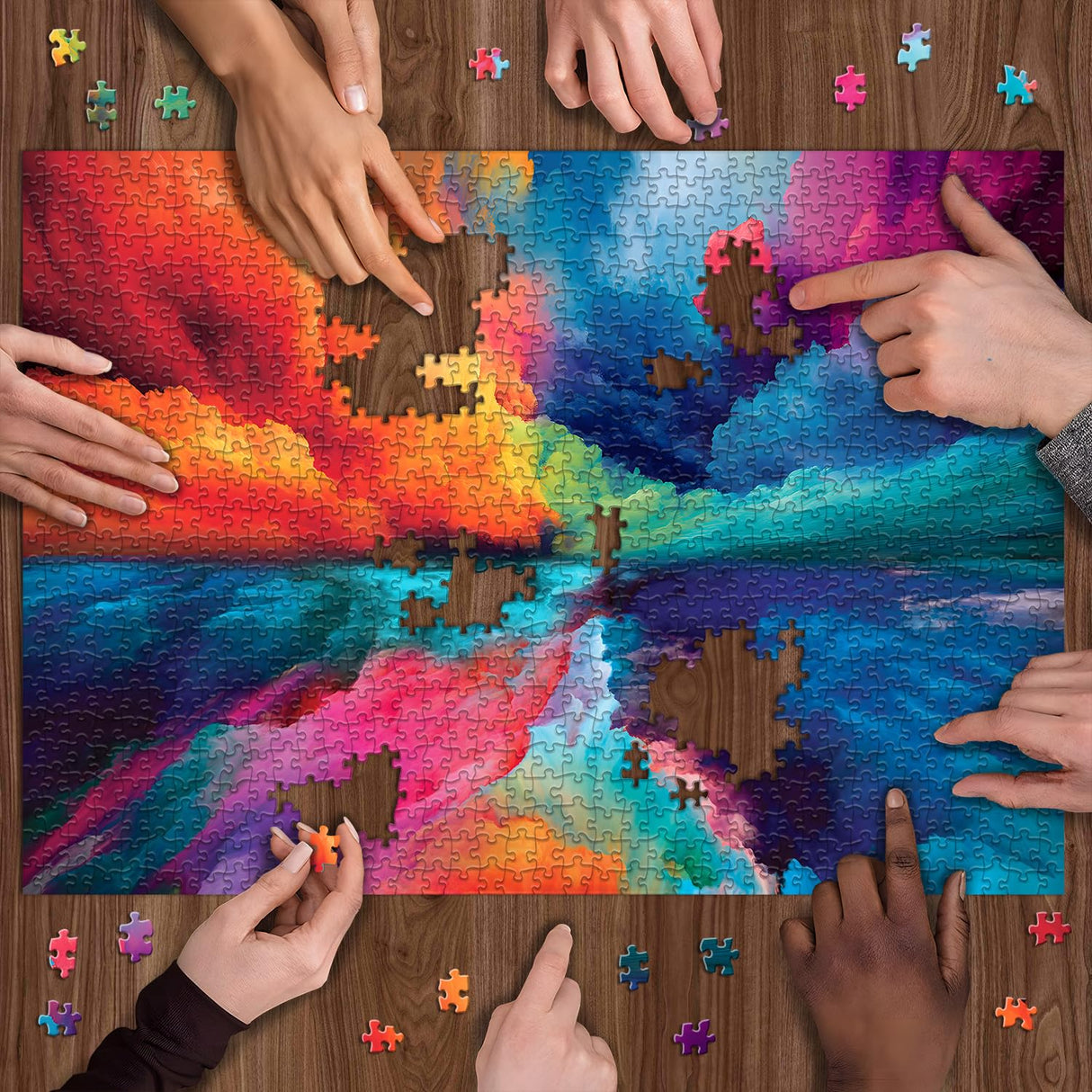 Impossible Puzzles for Adults 1000 Piece, Hard Difficult Jigsaw Puzzles for Adults Painting, Gradient Rainbow Colorful Challenging Puzzles for Adults Teens PICKFORU
