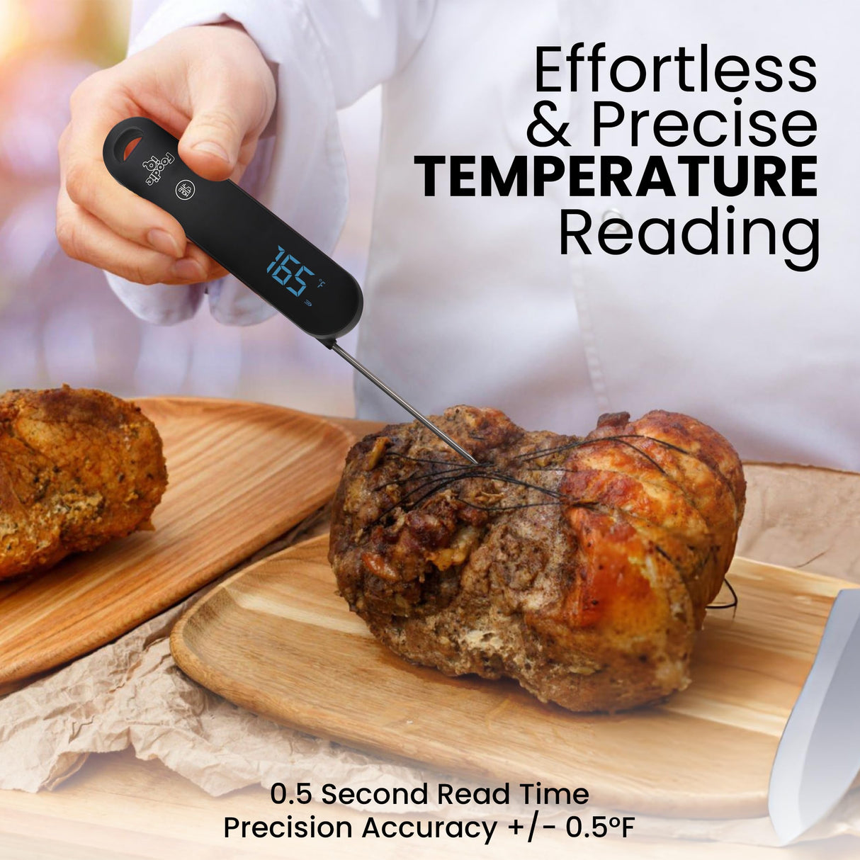 Thermocouple Food Thermometer, <1 Second Response time, ยฑ0.5ยฐF Accuracy, IP67 Waterproof, Magnetic, Auto-Rotate Digital Thermometer for Cooking, Oven, Grill, BBQ, Liquid, Brewing, Tea, Candy Foodie IQ