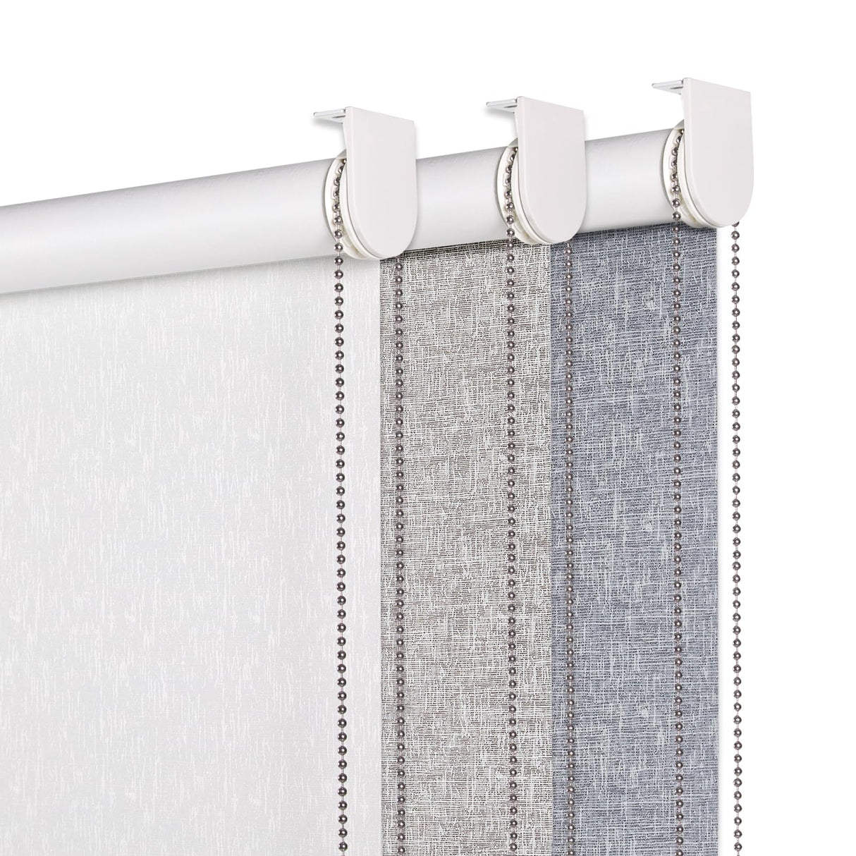 Persilux 100% Blackout Blinds for Windows (72" H x 35" W, White) Striped Jacquard Thermal Insulated Fabric Roller Shades UV Protection Privacy Window Blinds for Home Office, Easy to Install Persilux