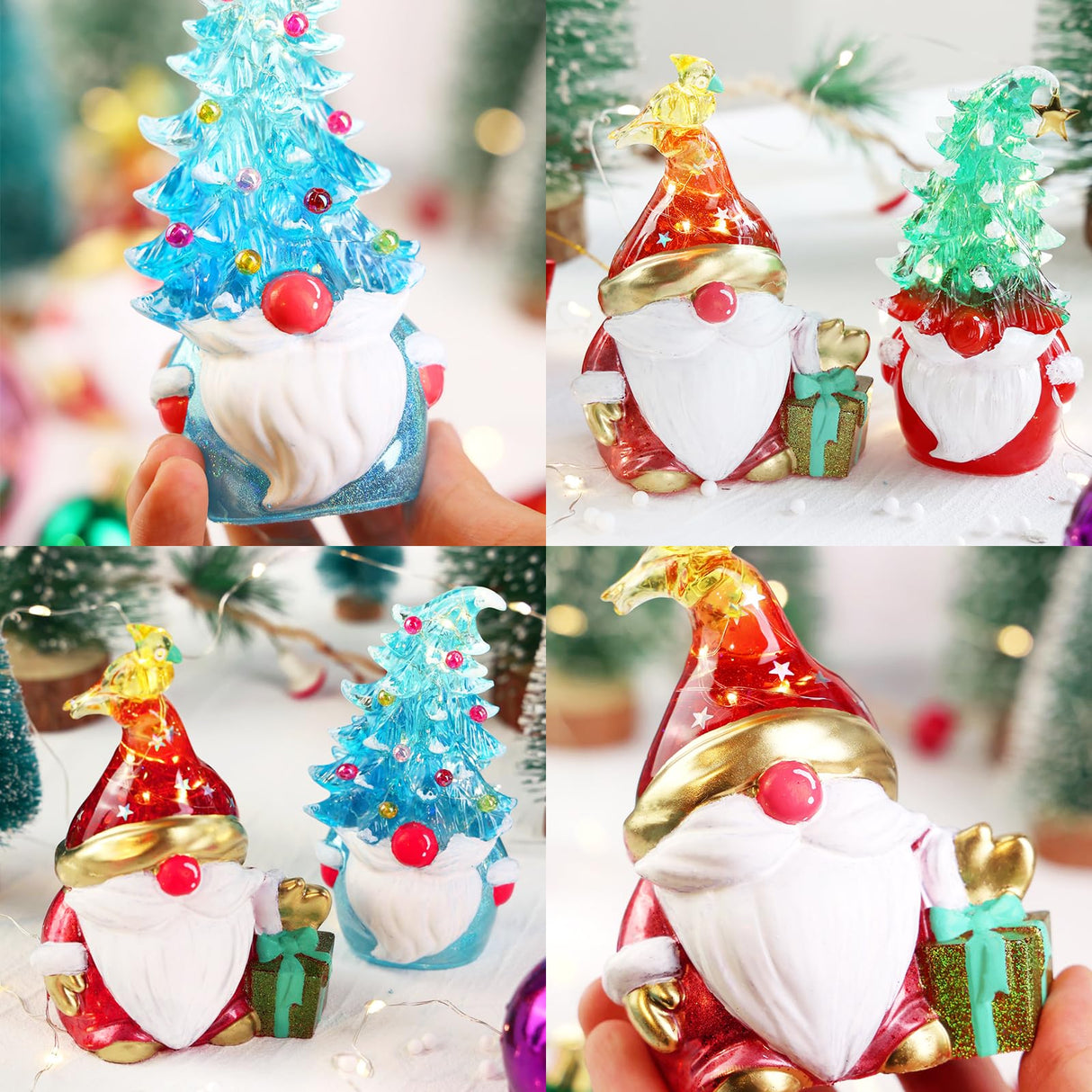 LET'S RESIN Christmas Gnomes Resin Molds, 2 Pcs Santa Gnomes Epoxy Resin Molds with Slouchy Hat Christmas Tree Gnome, Funny Silicone Molds for Epoxy Resin, Christmas Ornaments, Thanksgiving Gifts LET'S RESIN