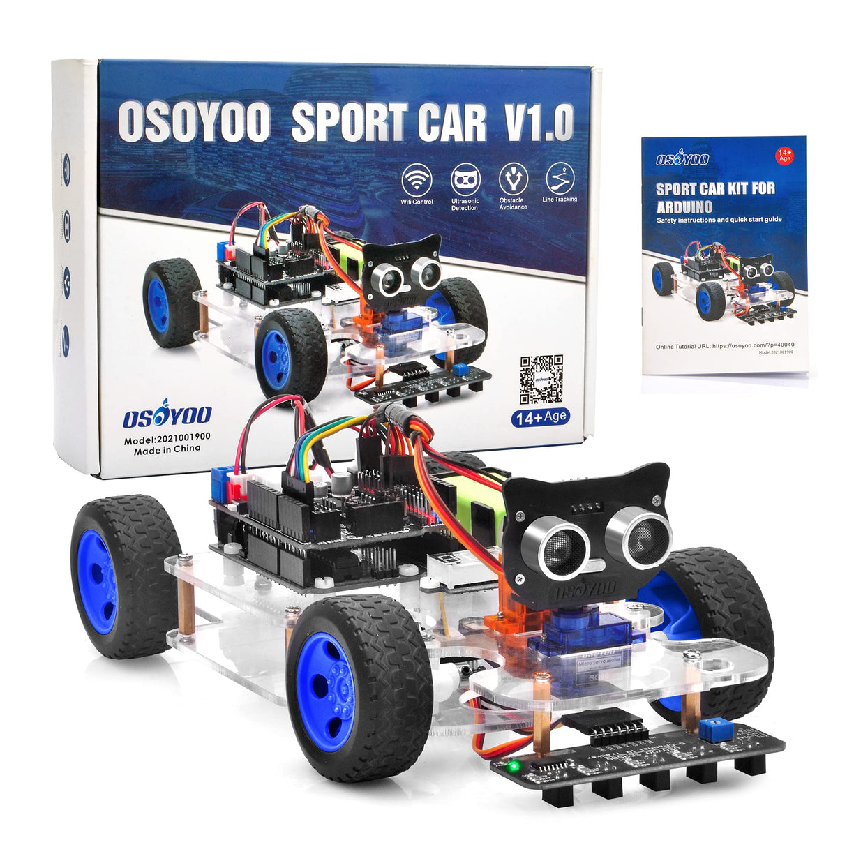 OSOYOO Robot Rc Smart Car DIY Kit to Build for Adults Teens with Servo Power Steering Motor, WiFi, Bluetooth, Code Programmable Compatible with Arduino OSOYOO