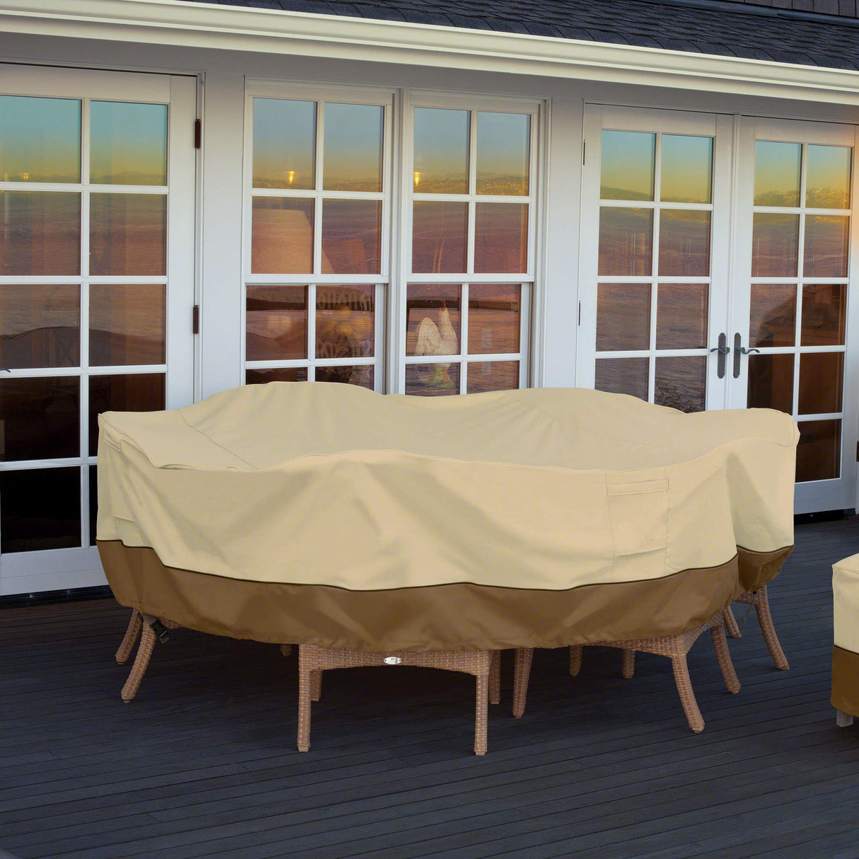 Classic Accessories Veranda Water-Resistant 108 Inch Rectangular/Oval Patio Table & Chair Set Cover, Outdoor Table Cover Classic Accessories