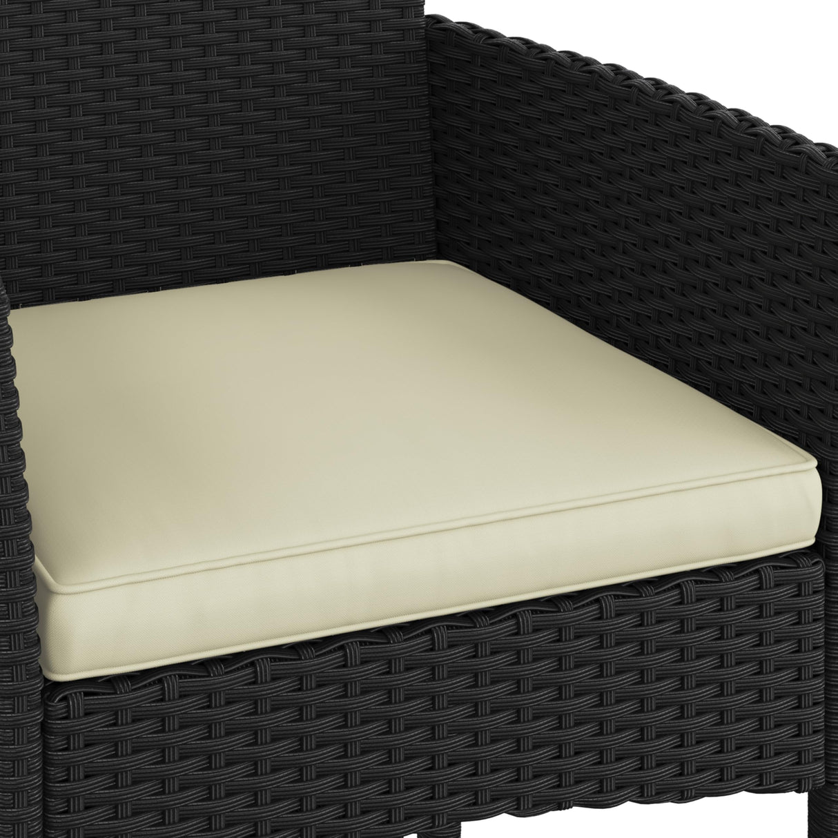 Yaheetech Patio Furniture Set 4 Pieces Conversation Sets, Rattan Chair Wicker Set Loveseat with Soft Cushion and Glass Table for Backyard Porch Garden Poolside Balcony, Black and Beige Yaheetech