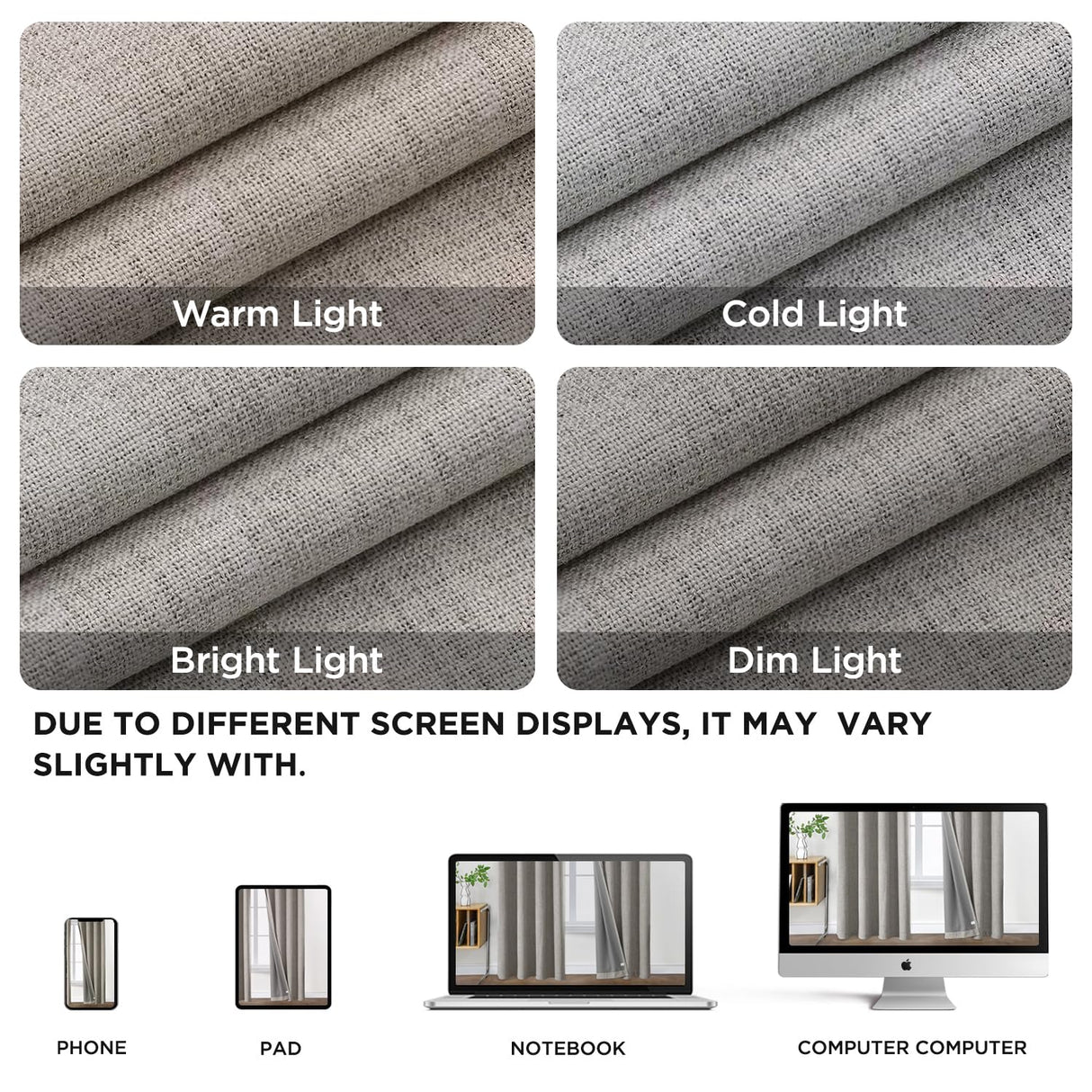 Joydeco 100% Blackout Curtains 63 Inch Length, Living Room Curtains 2 Panels Set, Room Darkening Curtains w/Grommets, Textured Thermal Drapes, Greyish White Blackout Curtains for Bedroom (42x63inch) Joydeco