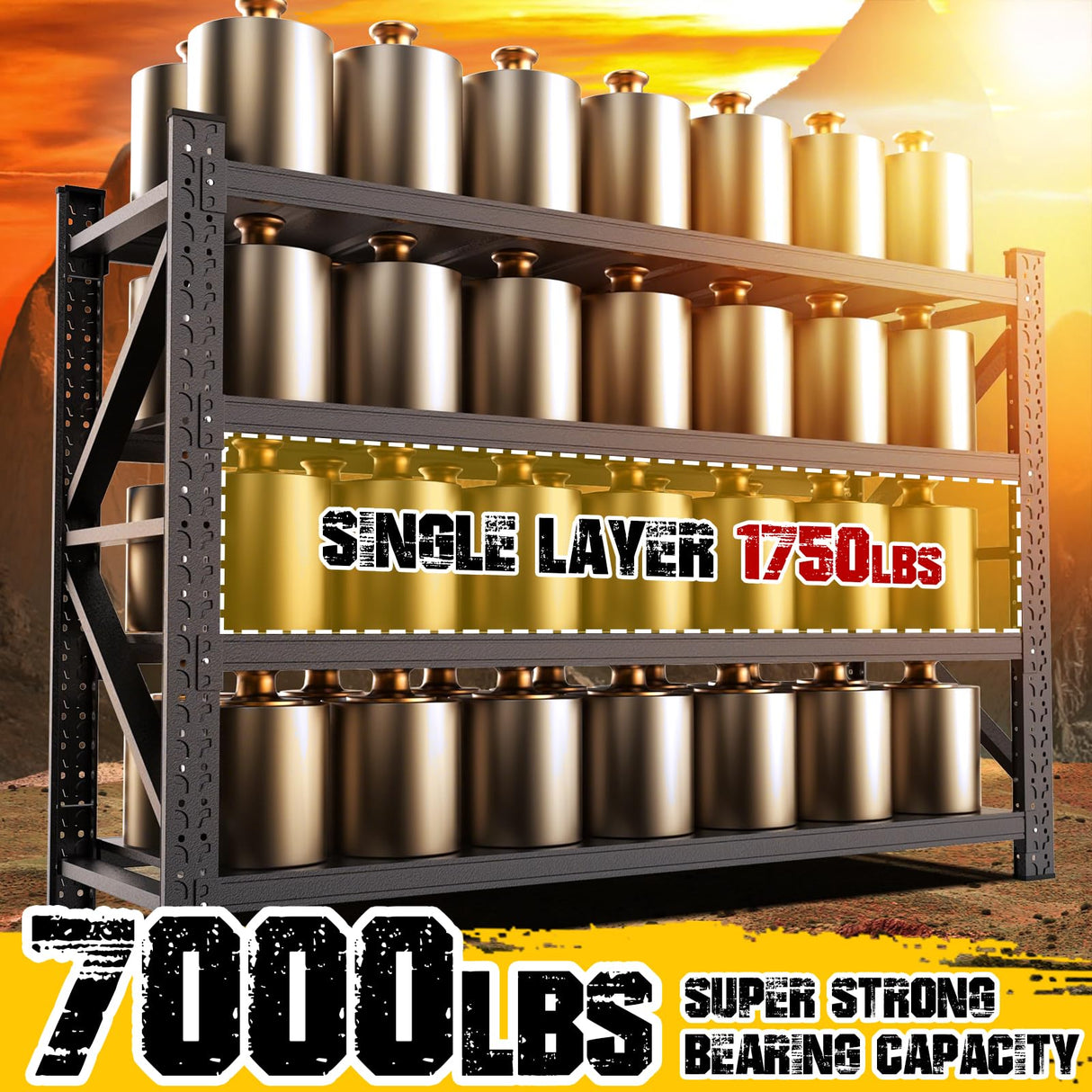 LBVSKK 7000LBS Heavy Duty Garage Shelving Units,70''W Garage Storage Shelves,Large Metal Shelf,4 Tier Adjustable Storage Rack | Industrial Shelving for Warehouse,Basement,Workshop,Shed,Black LBVSKK