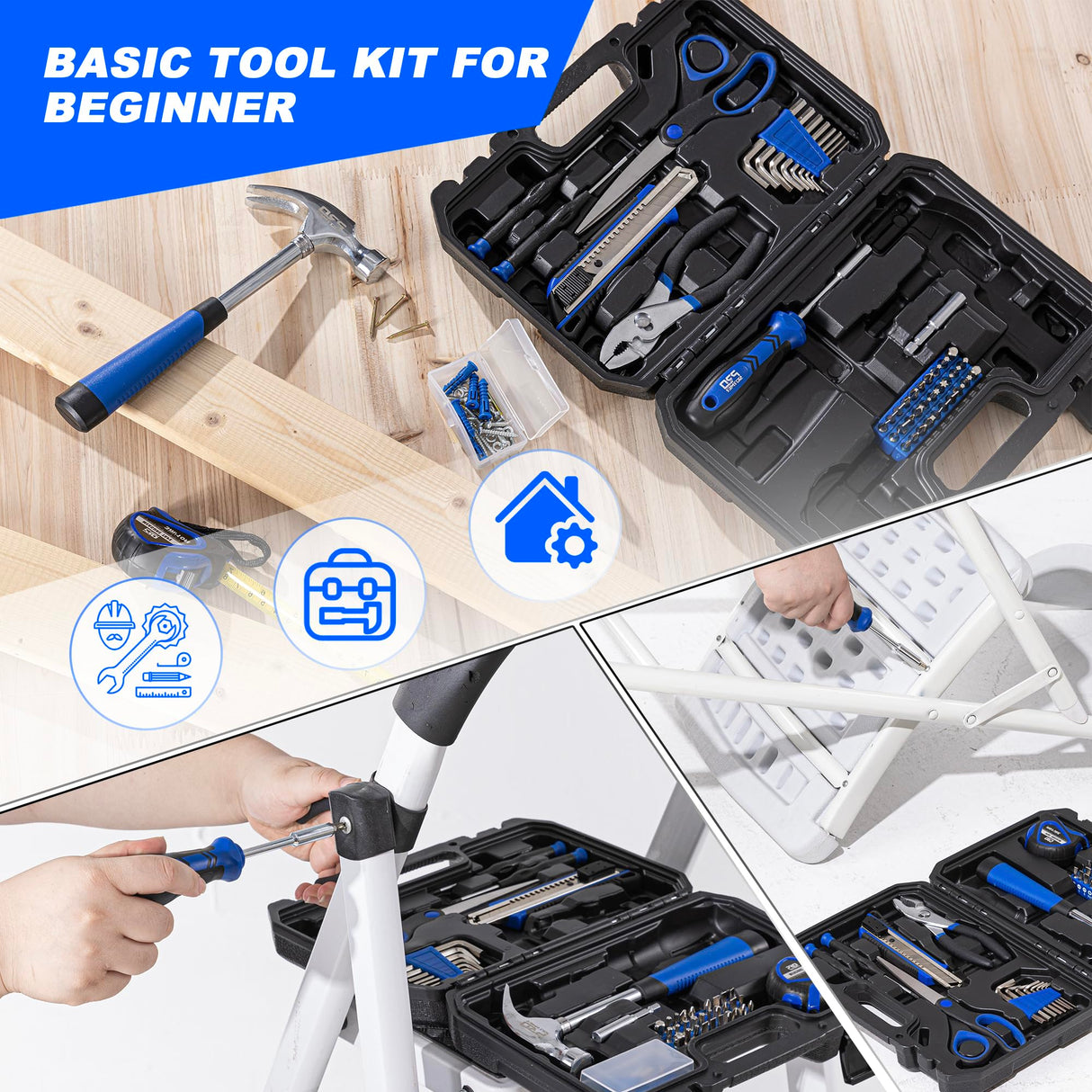 Prostormer 93-Piece Tool Kit, Basic Household Repair Tool Set with Toolbox Storage Case, Small Starter Tool Box Kit for Homeowners and College Students Prostormer