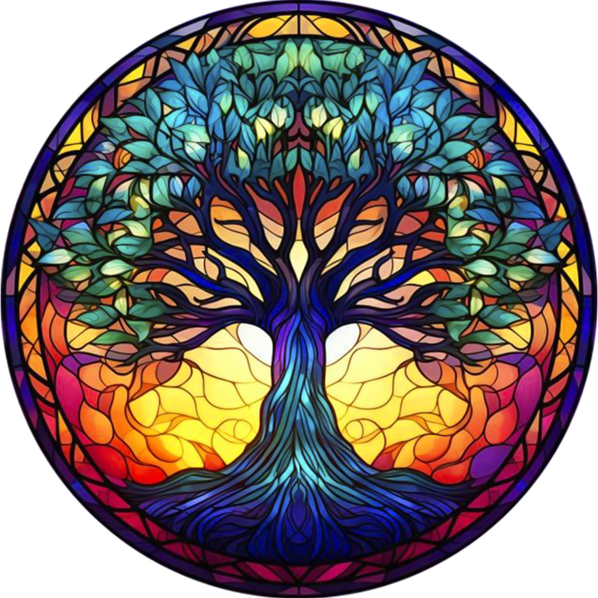 Fountor Tree of Life Diamond Art Kits for Adults - Stained Glass Diamond Painting Kits for Adults Beginners, DIY 5D Tree of Life Round Diamond Gem Art Kits for Gift Home Wall Decor 12x12inch Fountor