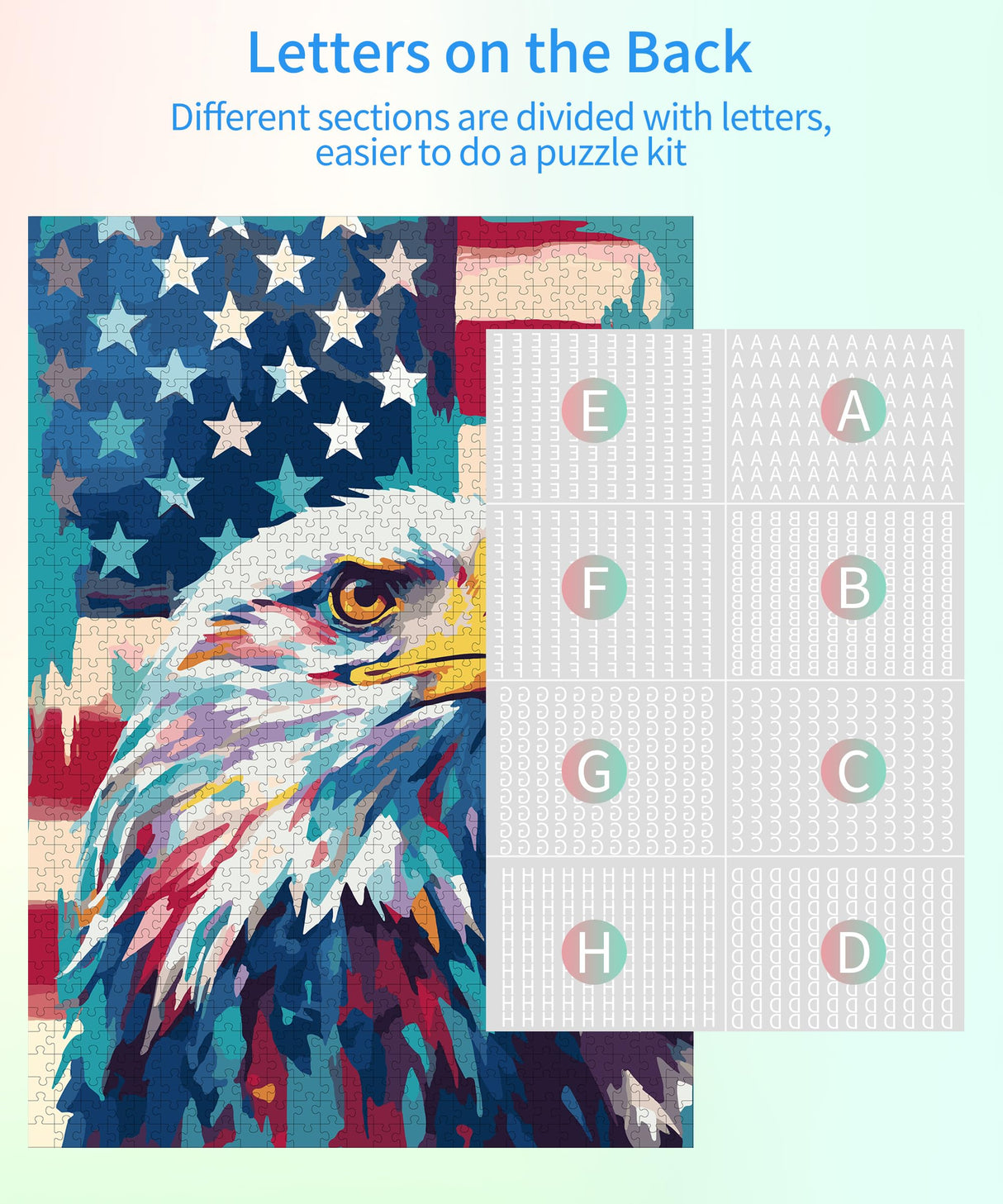 Petrala Jigsaw Puzzles 1000 Pieces for Adults Bald Eagle 1000 Piece Puzzle for Adults Fun American Flag Patriotic Jigsaw Puzzles for Adults Kit with Letters on Back, Fit Together Perfectly Petrala