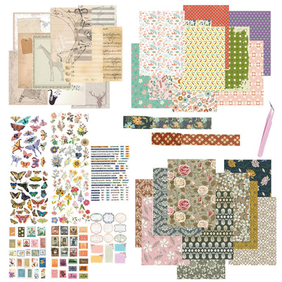 RU-X Scrapbook Accessories,Vintage Scrapbook Stickers,Scrapbook Paper,Scrapbook Tape,Scrapbooking Supplies for Photo Album,Journaling