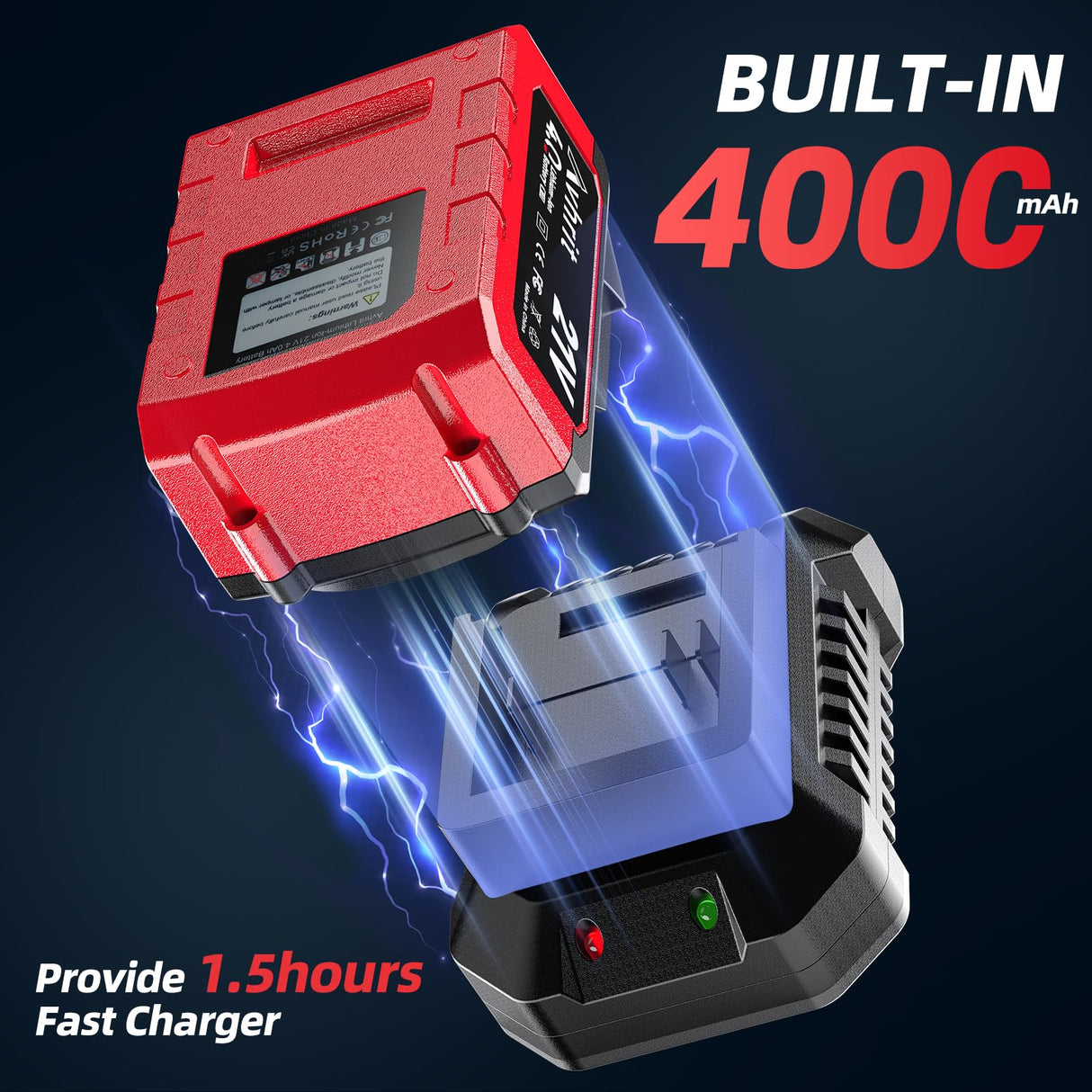 Avhrit Cordless Impact Wrench 1/2 inch, 480Ft-lbs (650Nm) Brushless Power Impact Gun 1/2 drive w/ 4.0Ah Battery, 4 Sockets, 6 Screwdriver Bits, Fast Charger, Electric Impact Wrench for Car Tire Avhrit