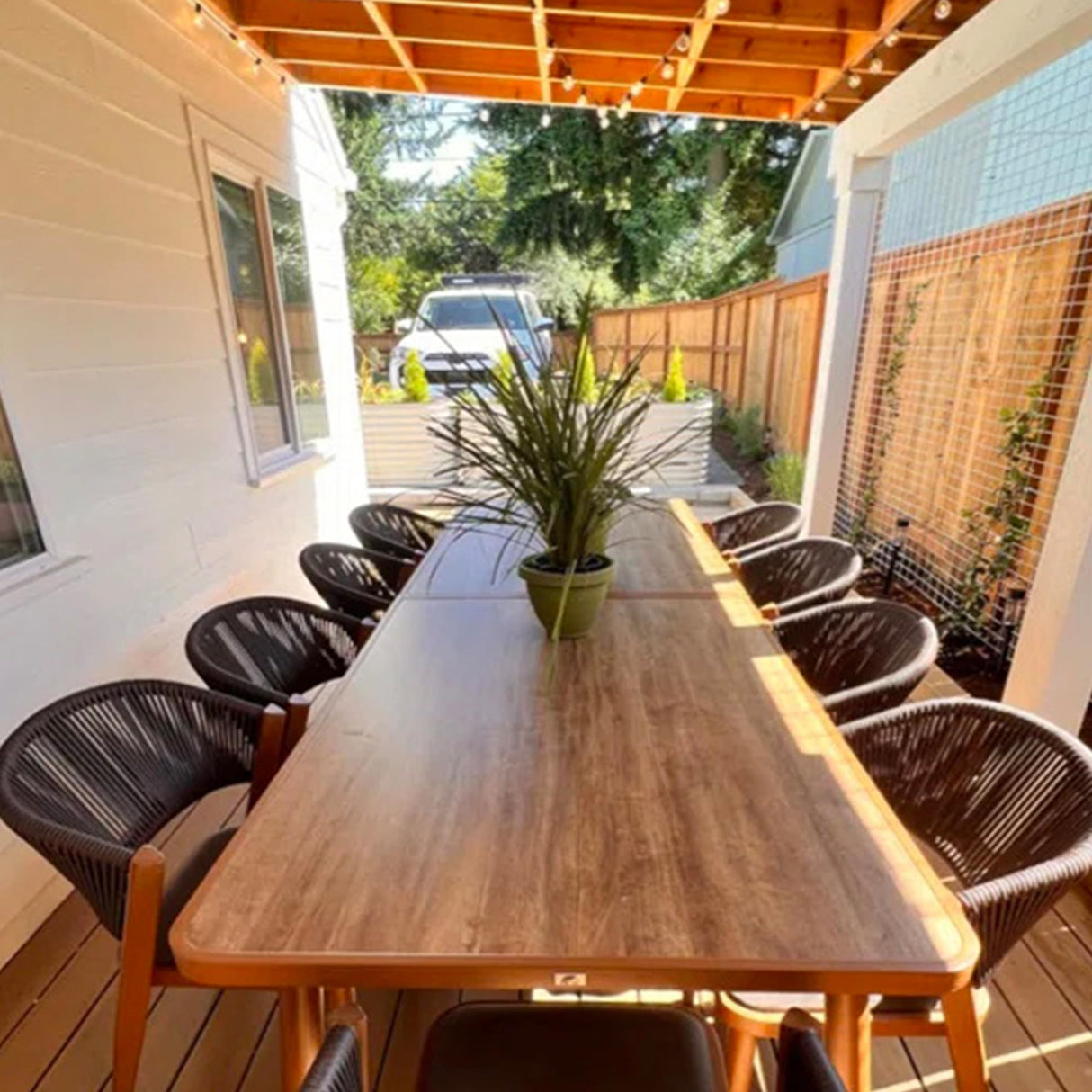 PURPLE LEAF 9 Pieces Outdoor Dining Set Teak Aluminum Patio Furniture Set Wicker Dining Table and Chairs for Lawn Deck Patio Dining Set PURPLE LEAF