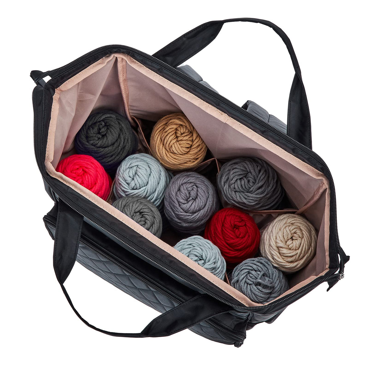 HOMEST Crochet Bag Organizer, Large Capacity Yarn Storage, Knitting Bag for Carrying Projects, Crocheting Hooks, Suppliers, Needles and Accessories, Black HOMEST