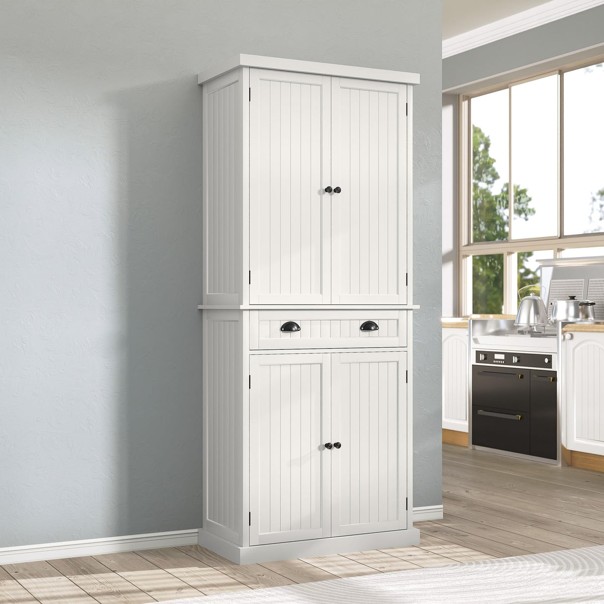 ARTPOWER 72" Tall Kitchen Pantry Storage Cabinet with Drawer and Adjustable Shelves, Pantry Cabinet for Kitchen, Bathroom or Hallway, White ARTPOWER