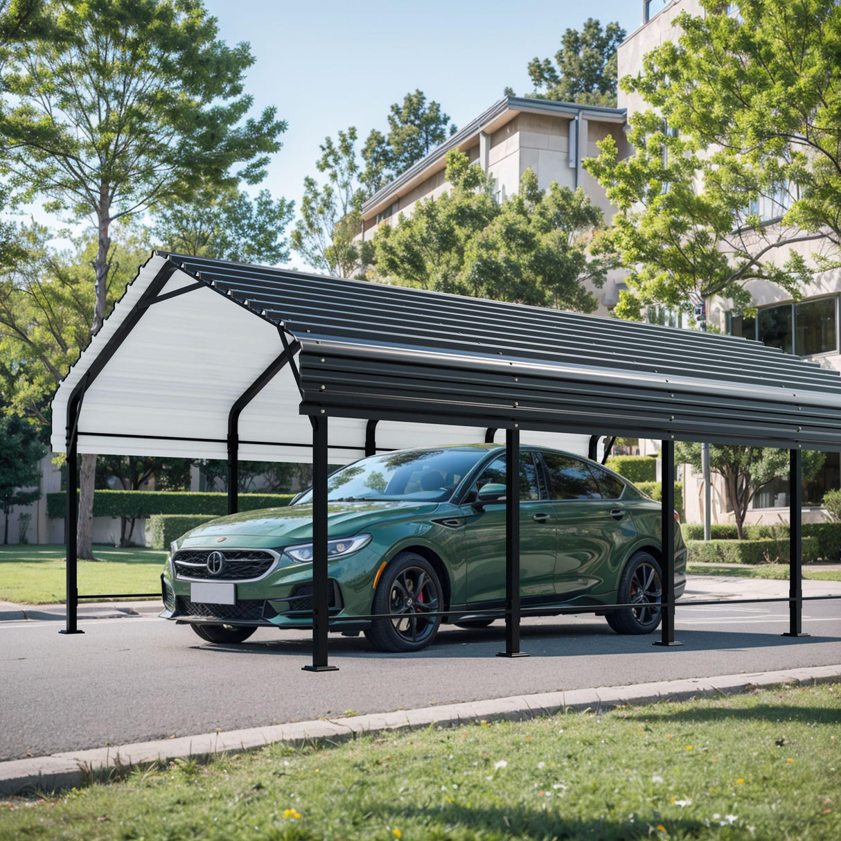 Shintenchi 12x20 FT Metal Carport, Oversized Carport Garage with Enhanced Base, Outdoor Galvanized Car Shelter, Heavy Duty Carports Canopy, for Car, Boats and Tractors Shintenchi