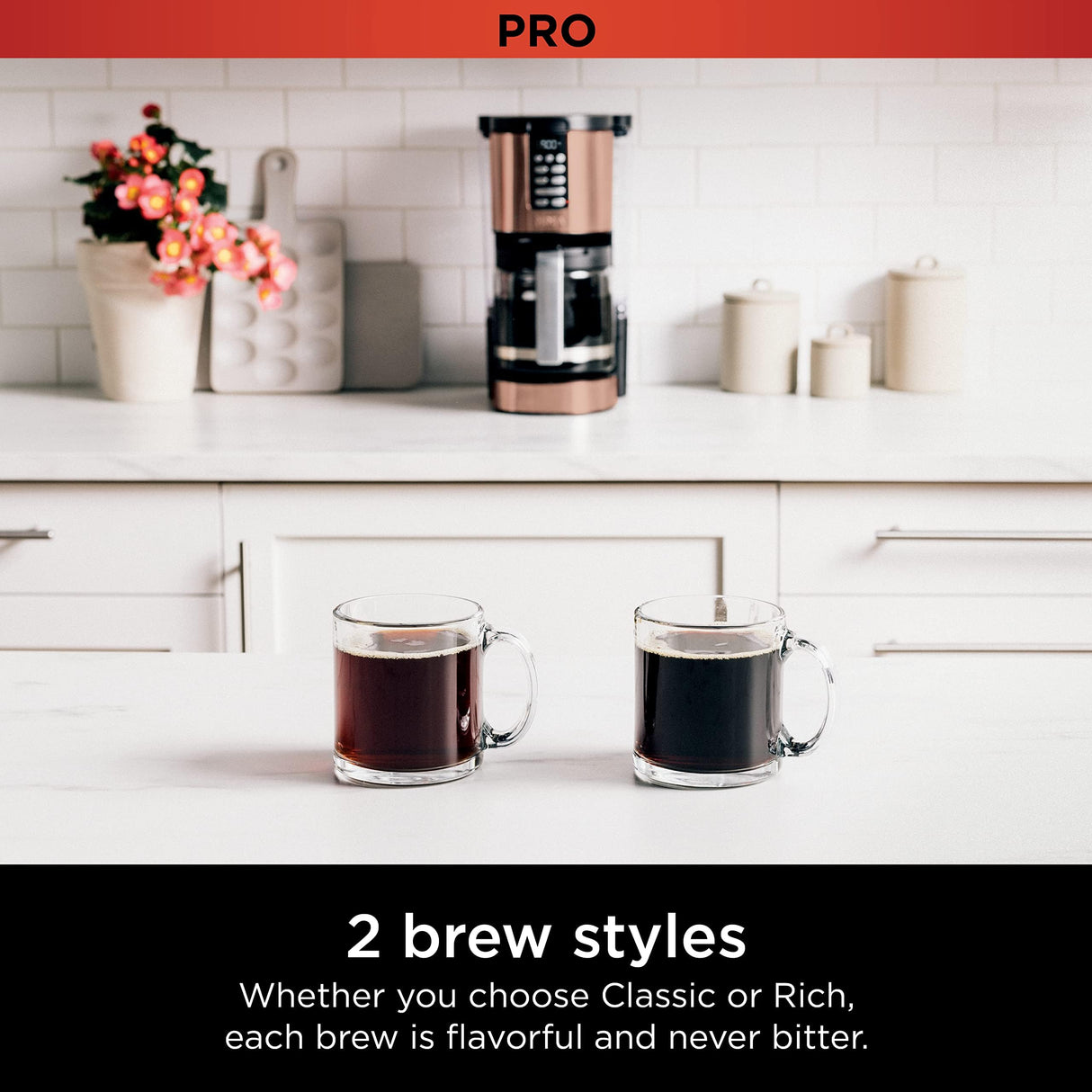 Ninja Programmable XL 14-Cup Coffee Maker PRO with Permanent Filter, 2 Brew Styles Classic & Rich, Delay Brew, Freshness Timer & Keep Warm, Dishwasher Safe, Copper, DCM201CP Ninja