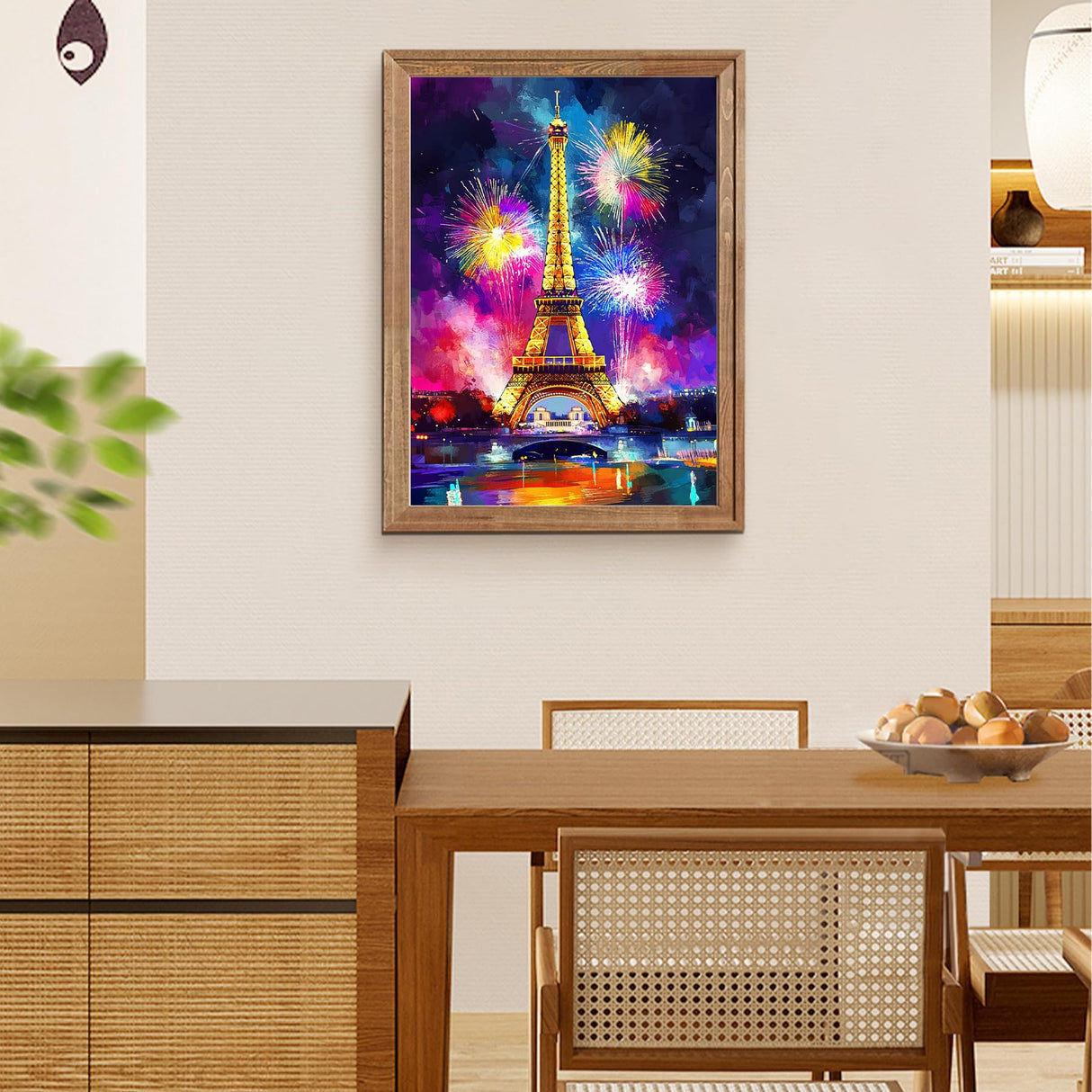 HEIBAGO Eiffel Tower Diamond Art Kits for Adults, 5D Full Drill Round City Painting Gems with Fireworks Diamond Painting, City Diamond Dots Perfect for Home Wall Decor 12x16inch HEIBAGO