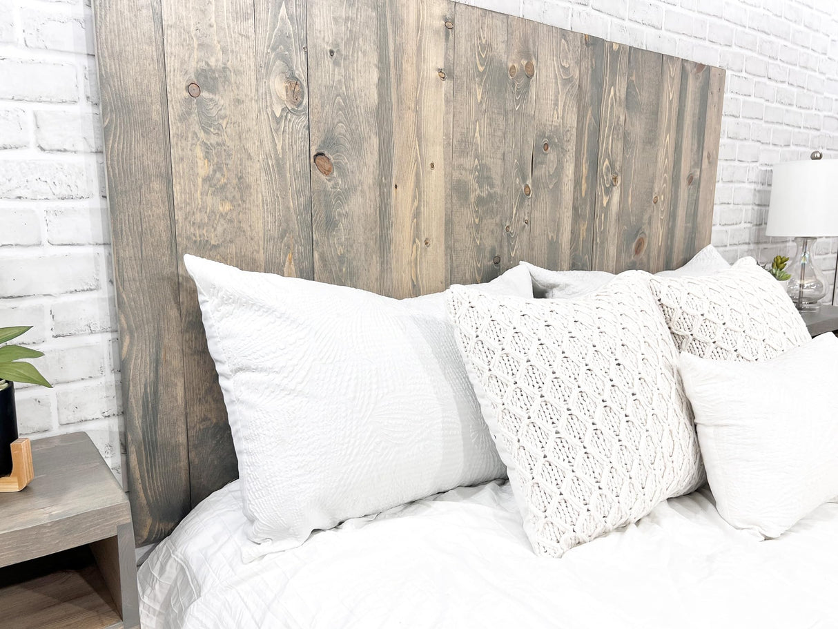 Barn Walls Gray Fog Headboard, Rustic Design, Solid Wood Headboard, Floating Panels, Wall Mount, Adjustable Height, Easy Assembly, King Size Barn Walls