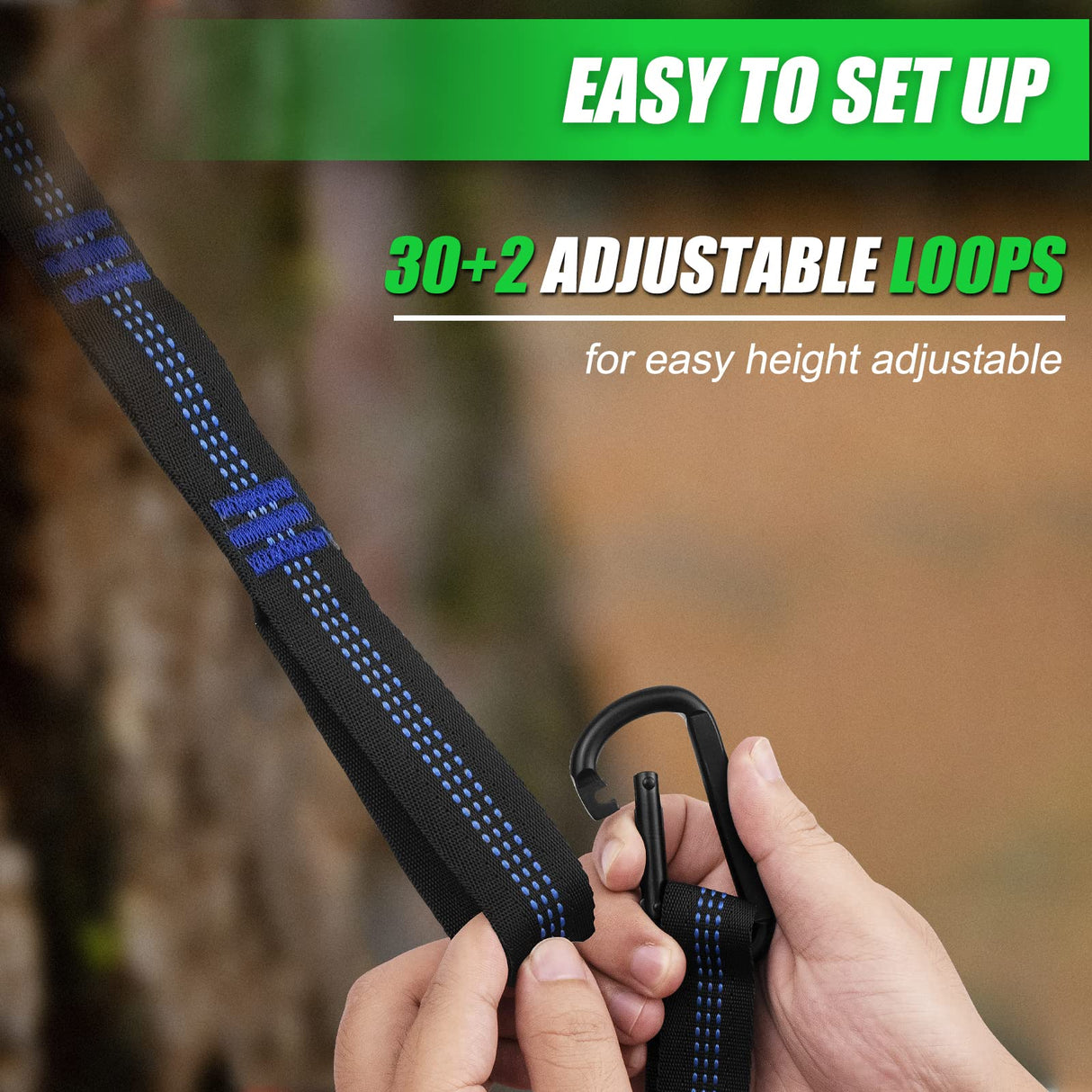 Hammock Straps – Camping Hammock Tree Straps Set, 20 ft Long Combined, 30+2 Loops, 2000 LBS Heavy Duty Straps for Hammock Suspension System Kit Raweao